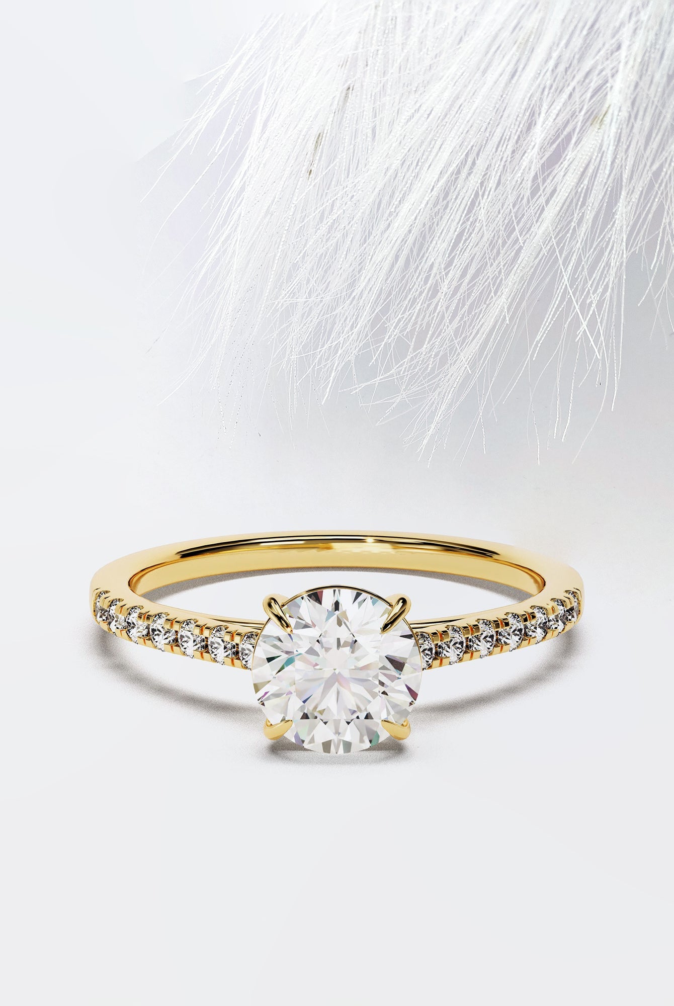 Round Cut Diamond Pave Moissanite Engagement Ring For Women