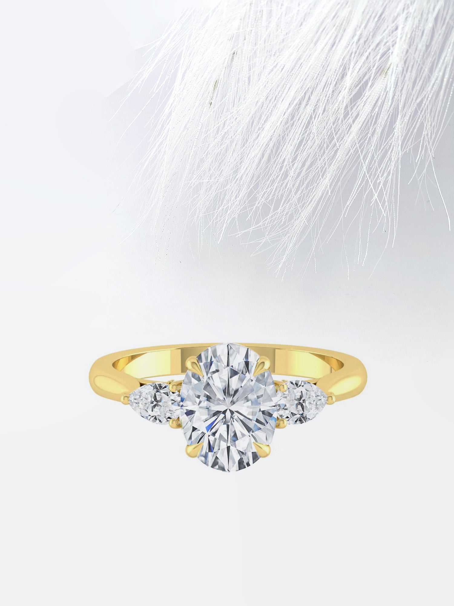 Three Stone Diamond Oval Cut Moissanite Engagement Ring For Her