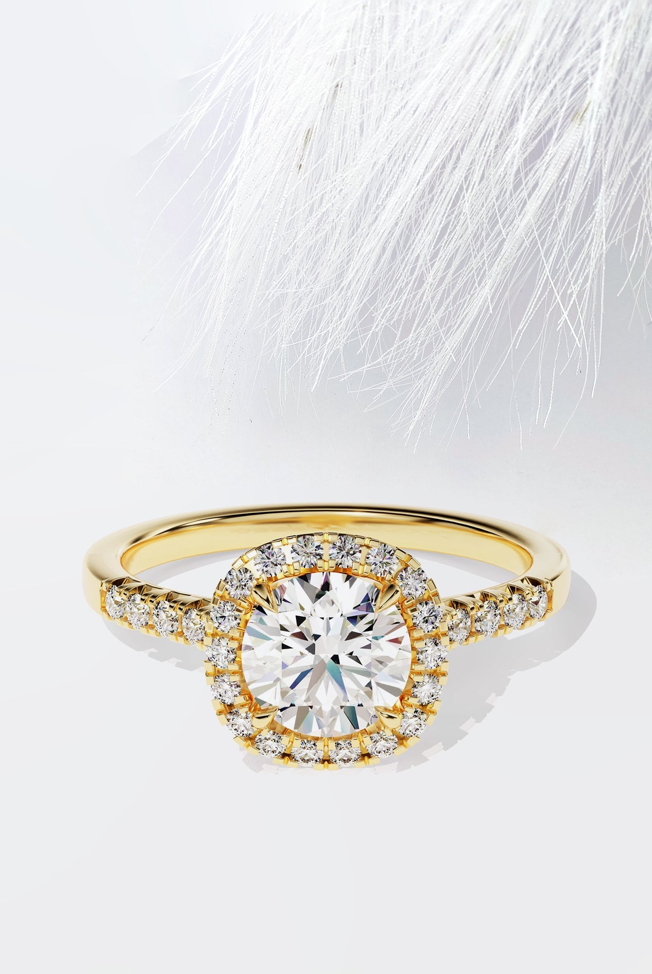 Round Cut Diamond Halo Moissanite Engagement Ring For Women