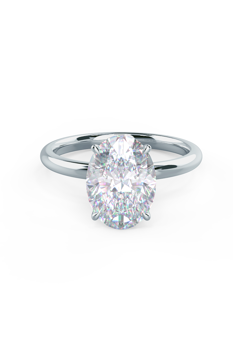 2.0ct Oval Four Prong Moissanite Diamond Solitaire Engagement Ring For Women