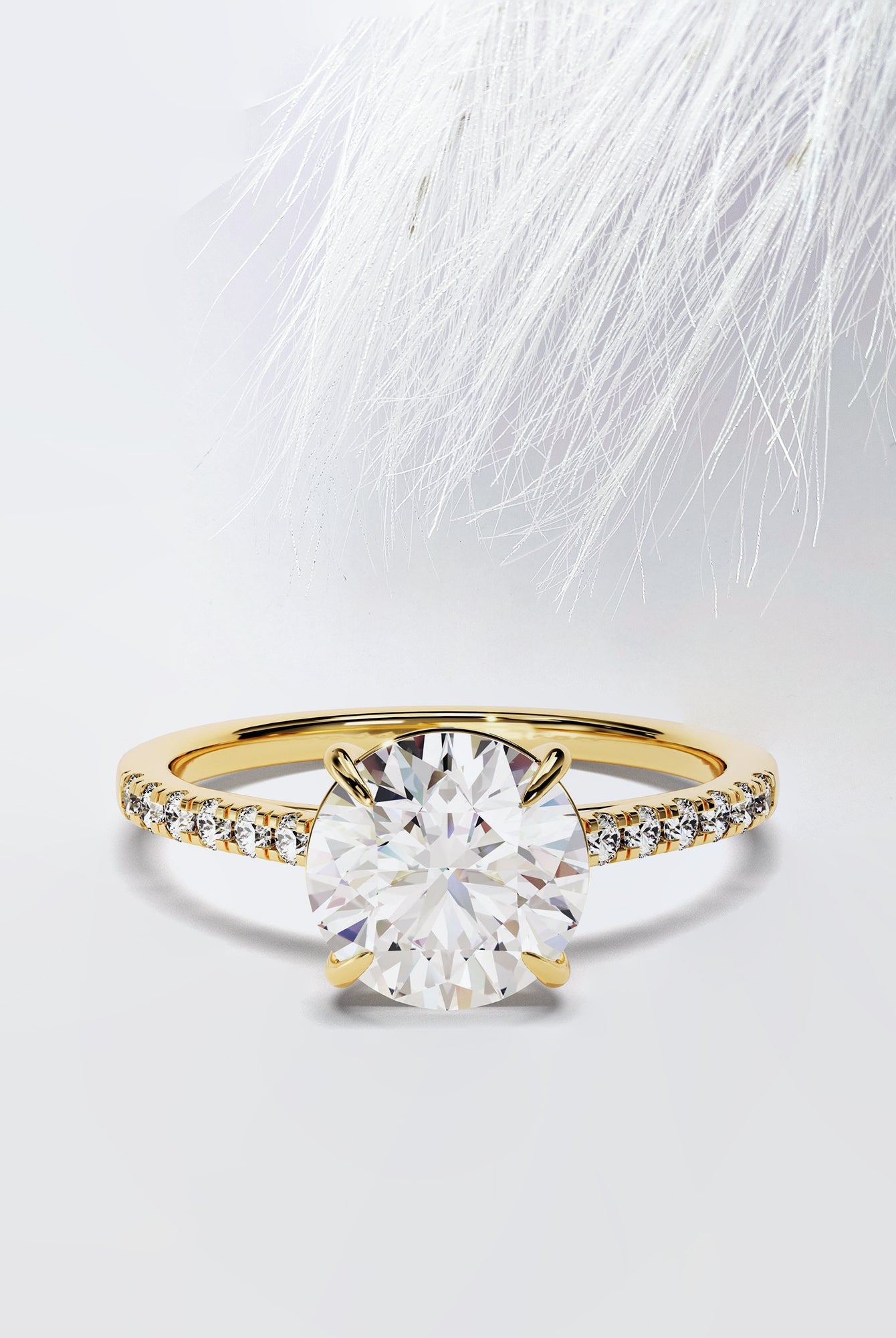 Round Cut Moissanite Pave Diamond Engagement Ring For Women