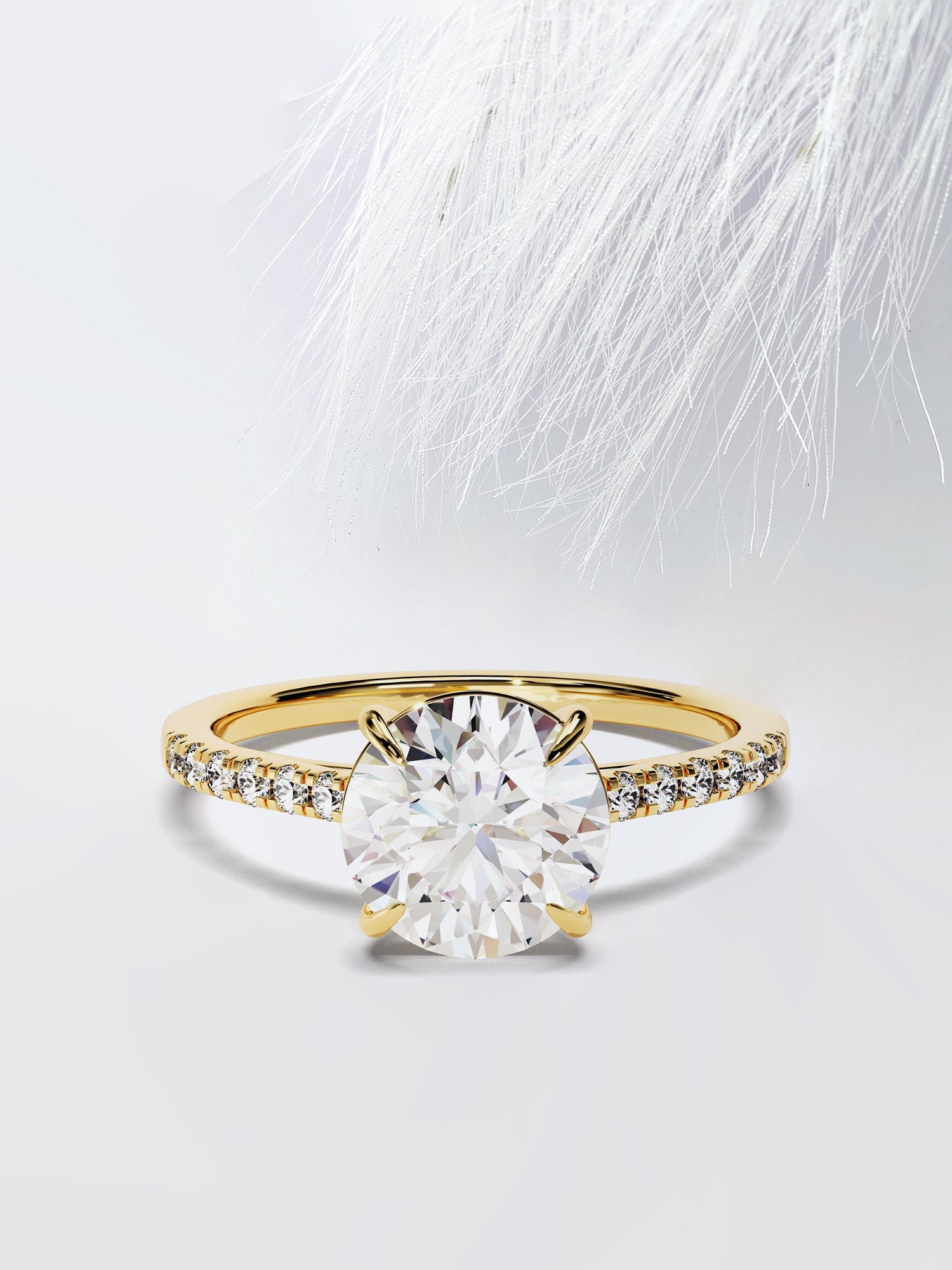 Round Cut Moissanite Pave Diamond Engagement Ring For Women