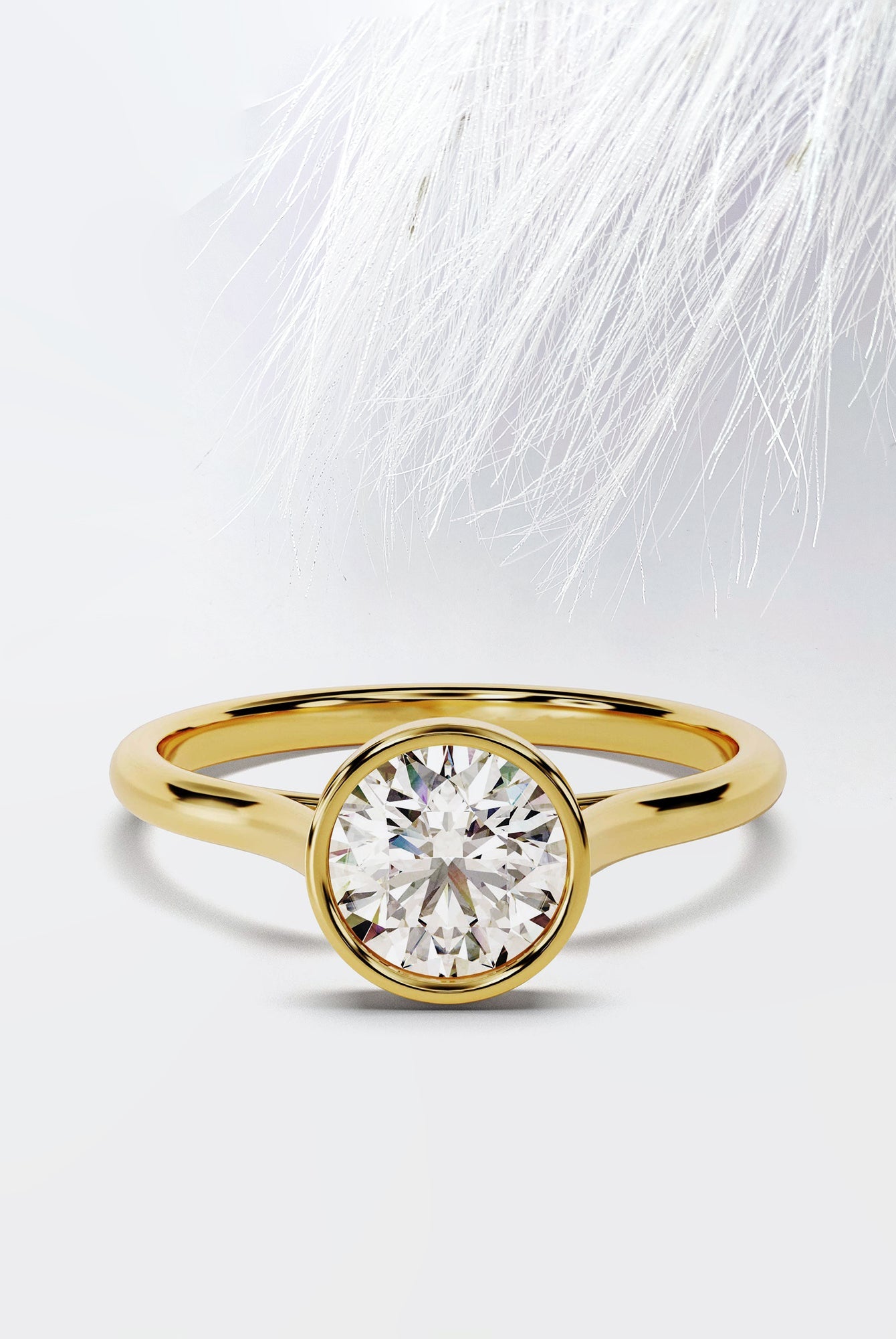 Bezel Set Moissanite Round Cut Diamond Engagement Ring For Women