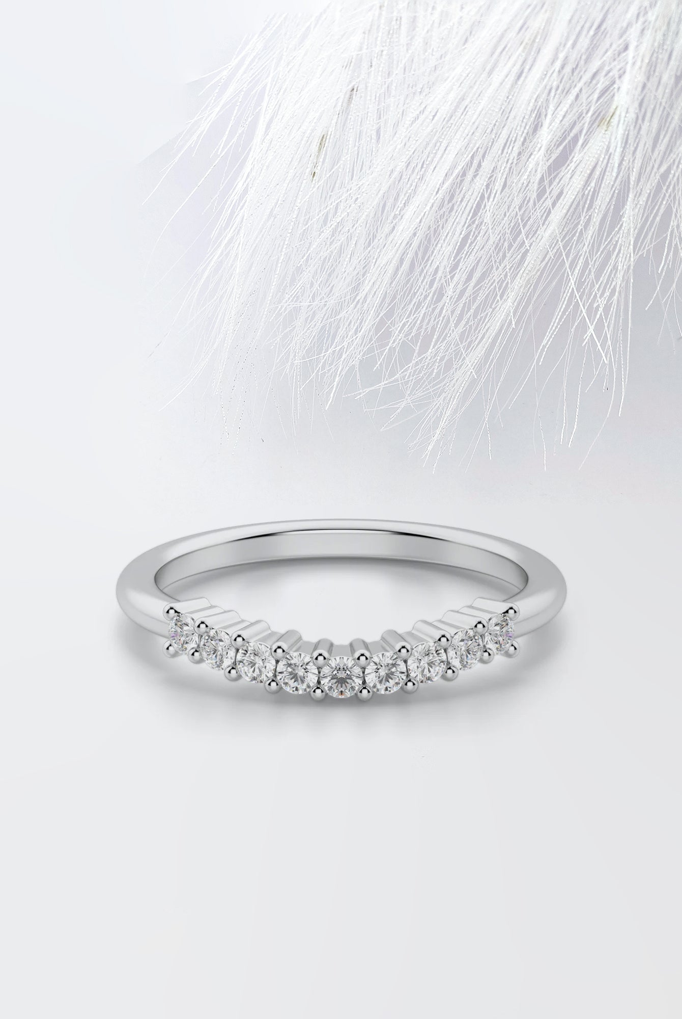 Round Cut Moissanite Diamond Wedding Band in White Gold