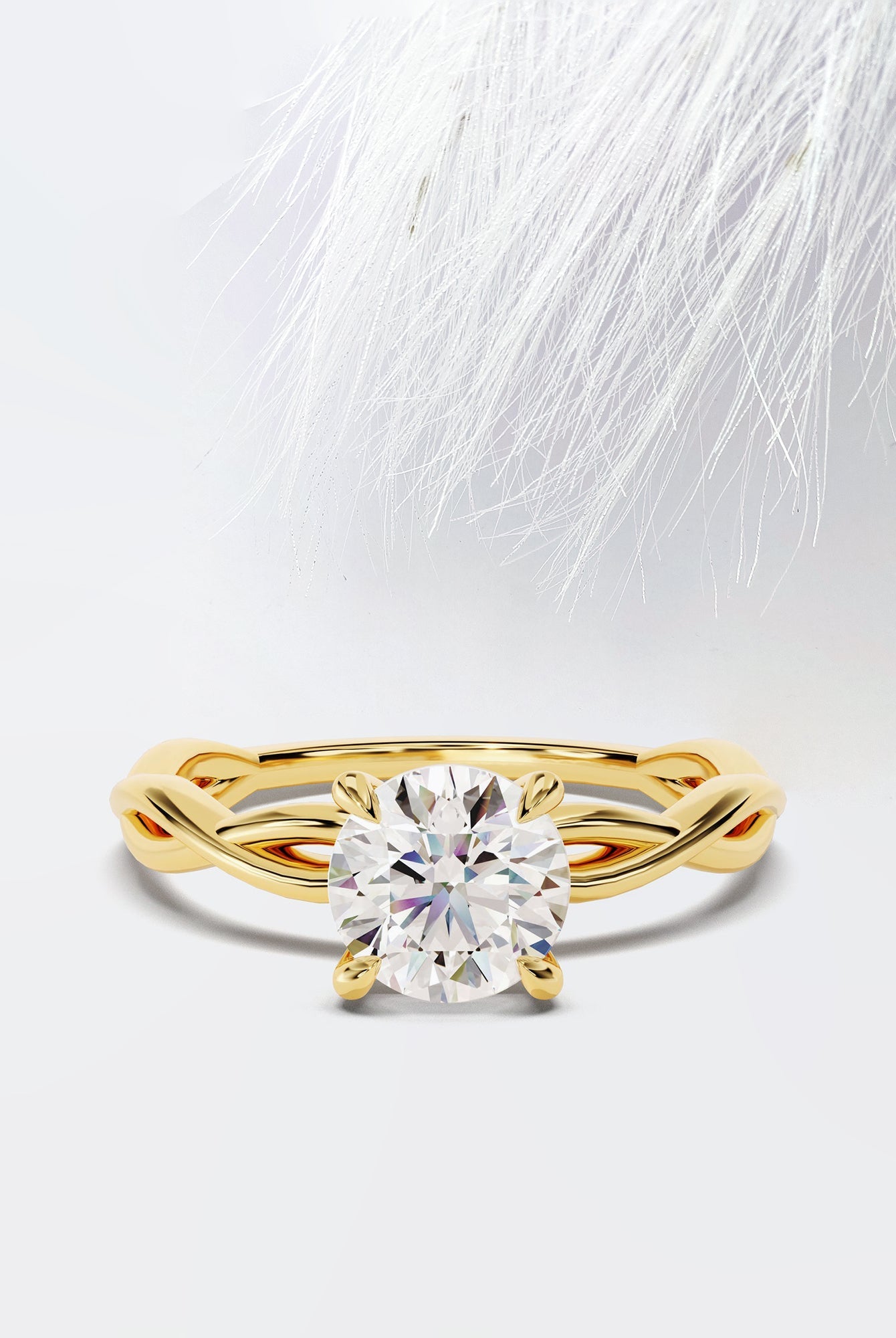 Round Cut Diamond Twisted Moissanite Engagement Ring For Women