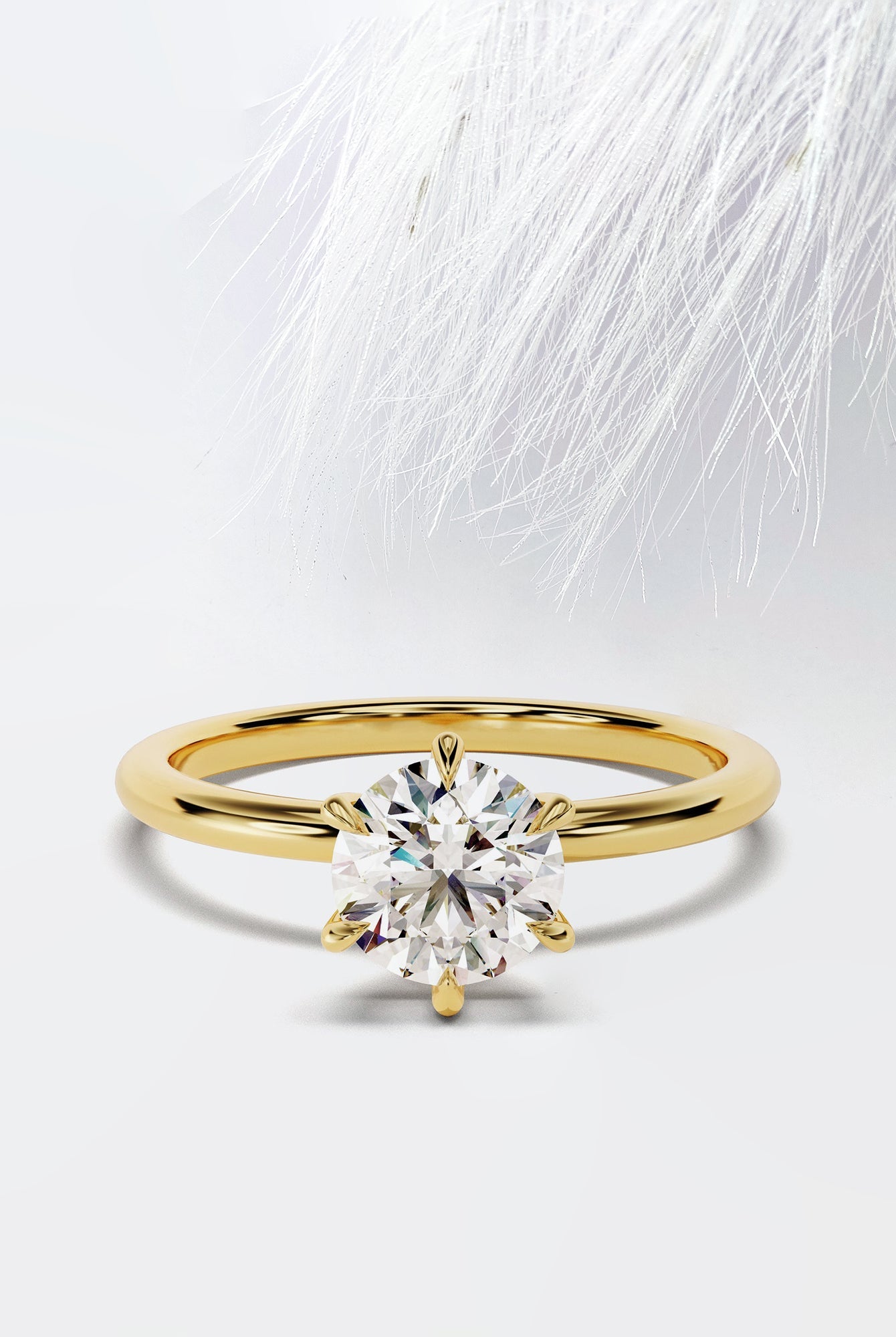 Round Cut Diamond Six Prong Moissanite Engagement Ring For Women
