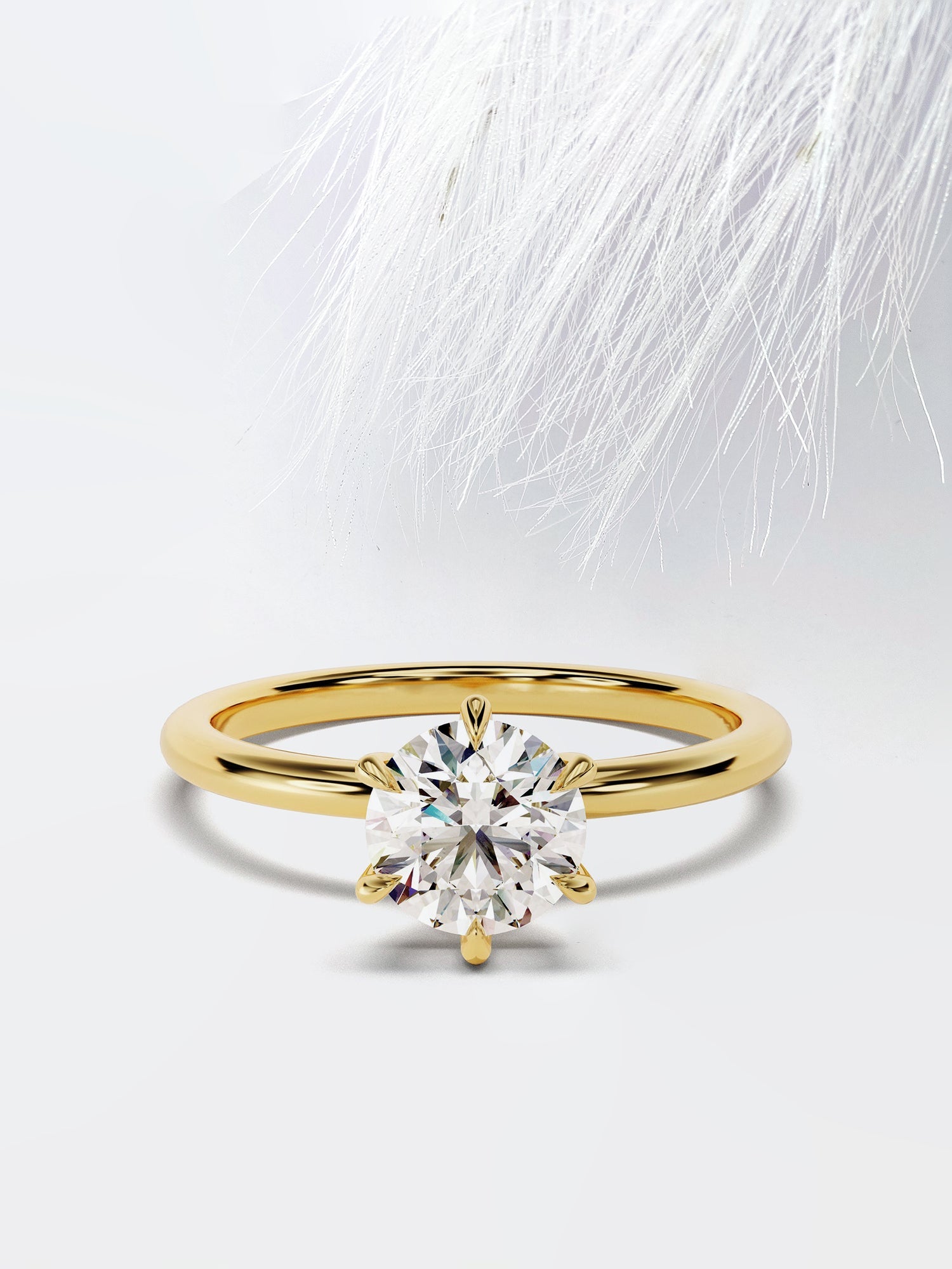 Round Cut Diamond Six Prong Moissanite Engagement Ring For Women