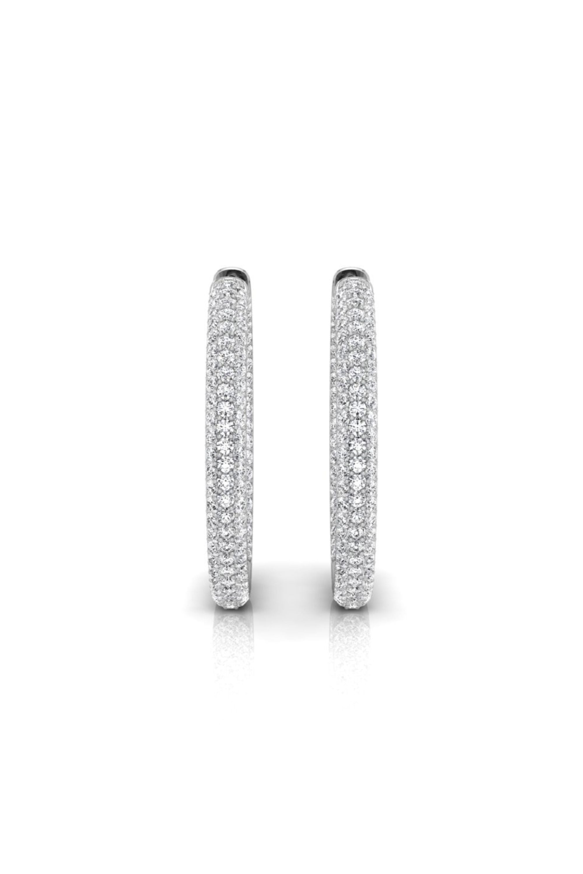 Round Cut Moissanite Diamond Three Side Hoops Earrings for Her