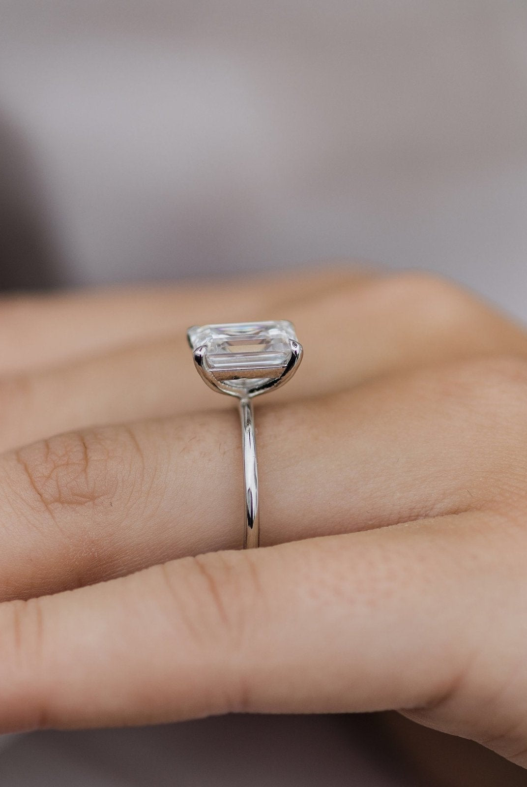 2.60CT Emerald Cut Moissanite Solitaire Engagement Ring