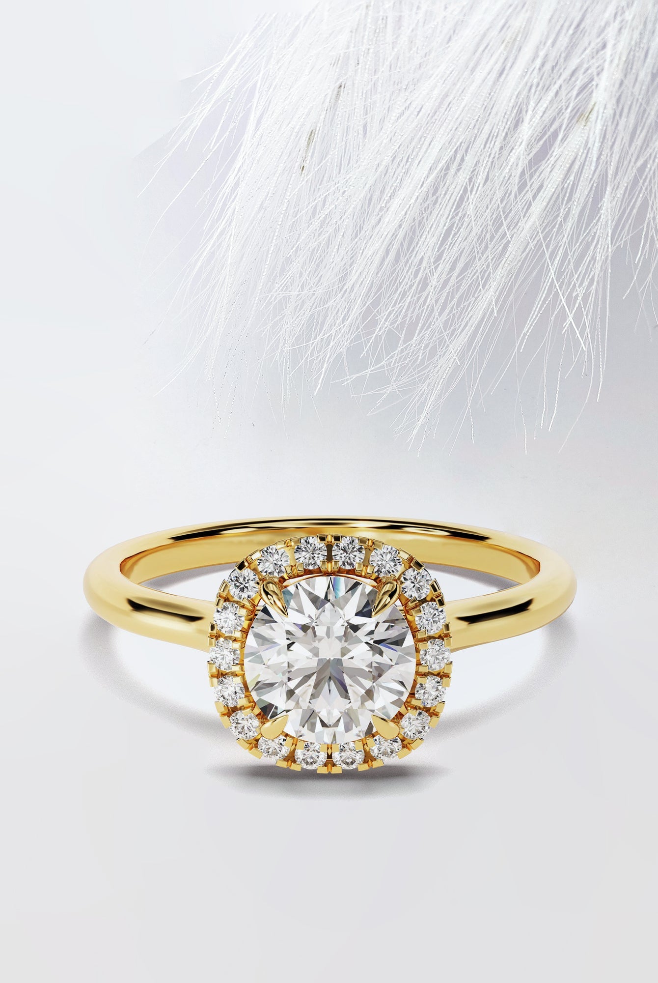 Round Cut Moissanite Diamond Halo Engagement Ring For Her