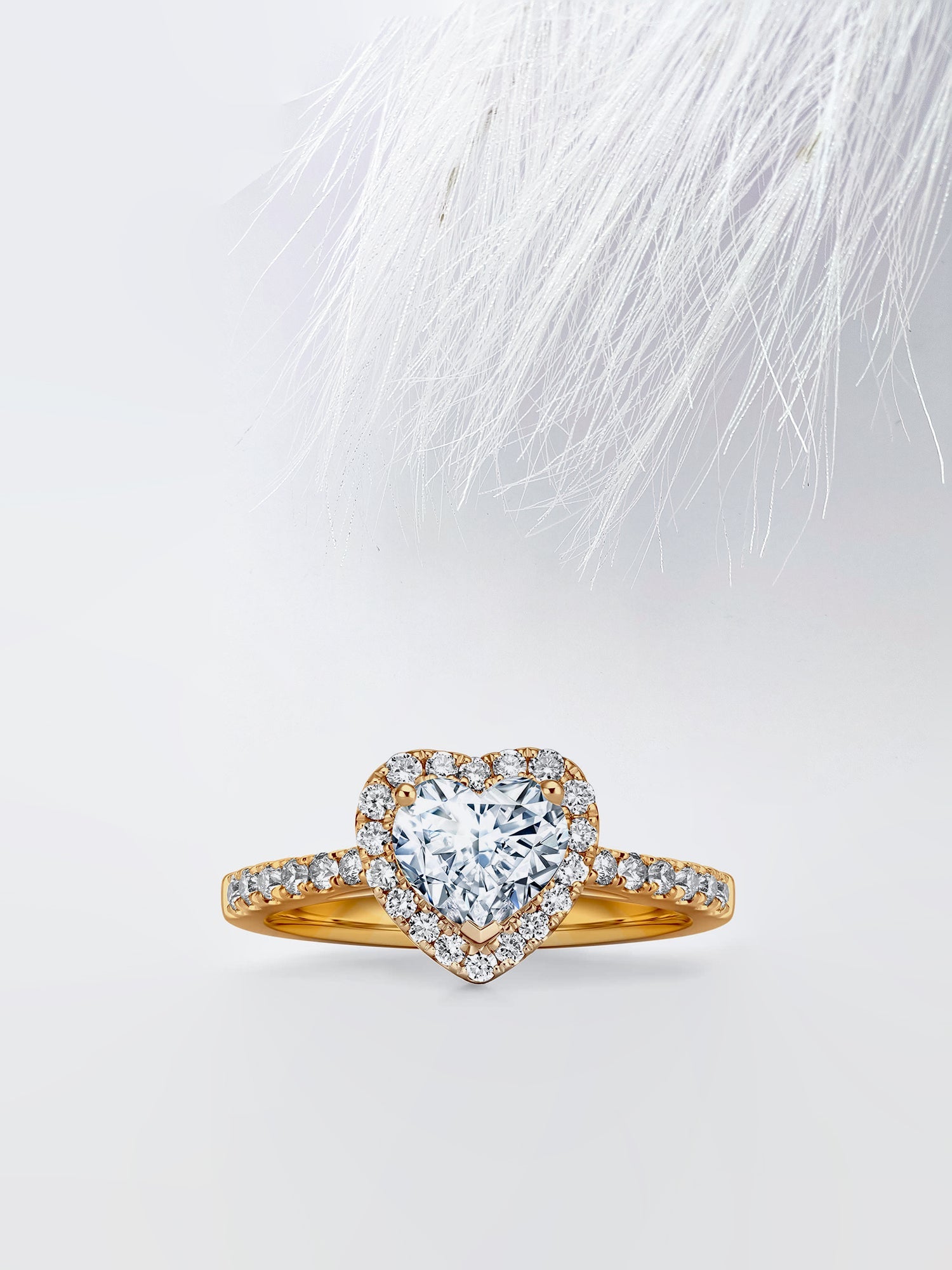 Heart Diamond Halo Moissanite Engagement Ring For Women