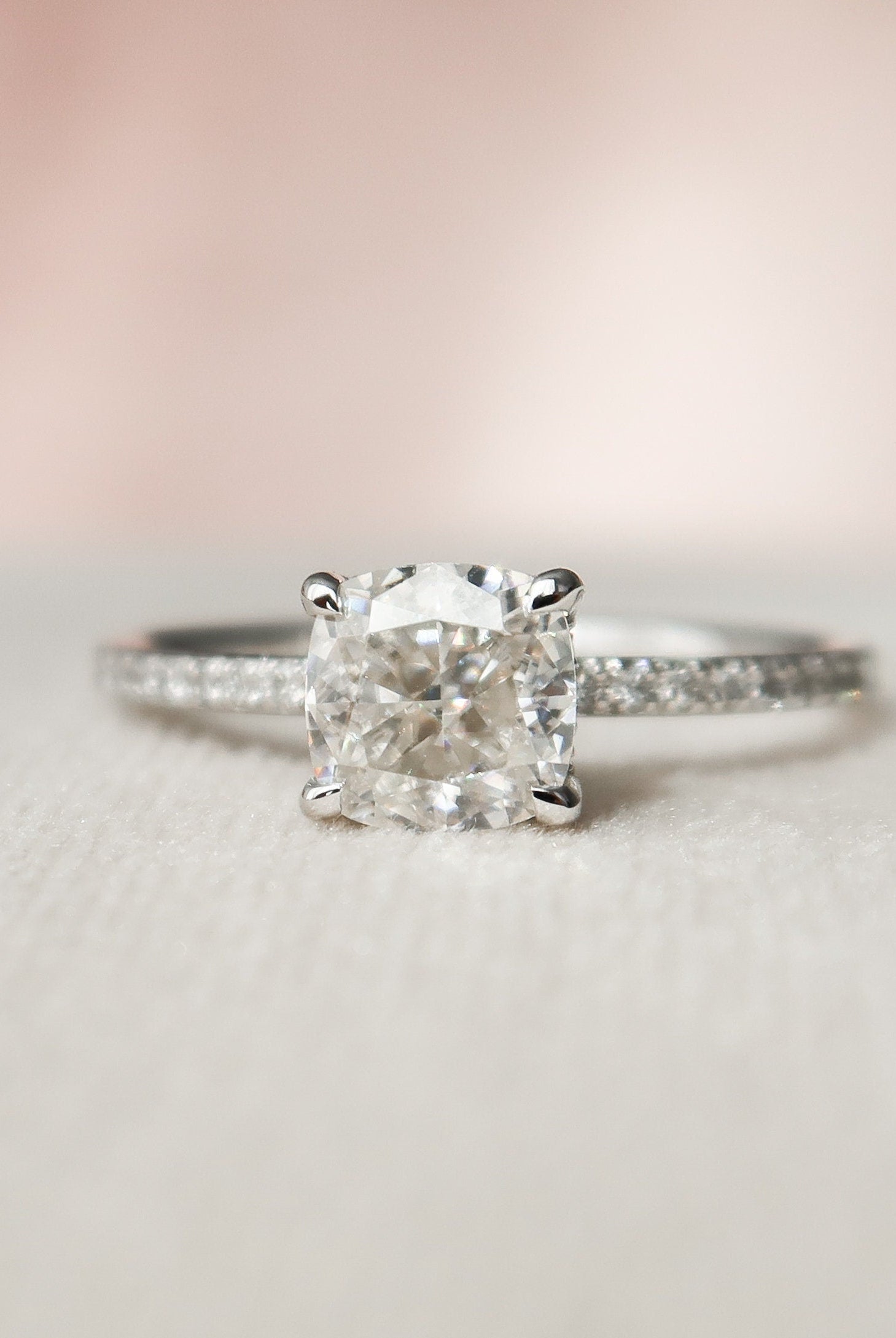 1 Carat Cushion Moissanite Engagement Ring