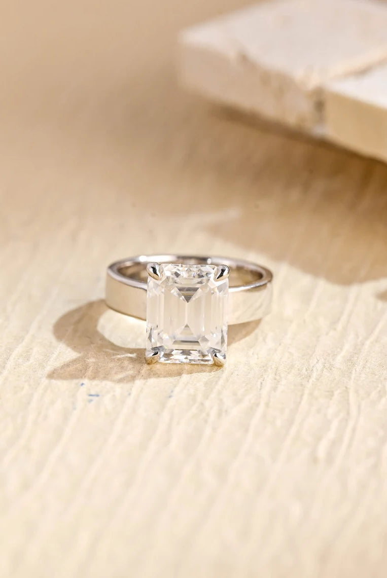 Emerald Cut Moissanite Ring