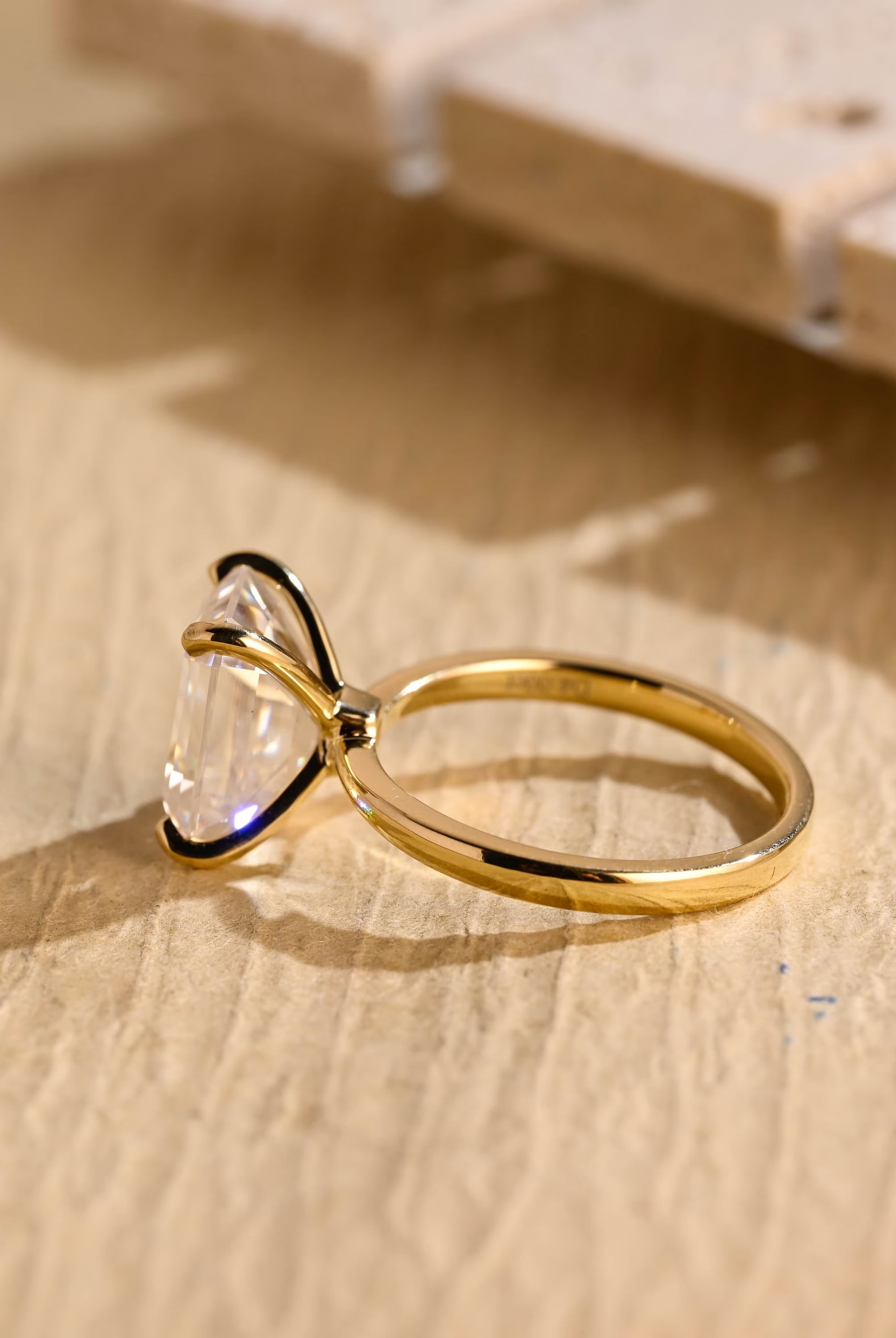 1 Carat Emerald Cut Moissanite Ring