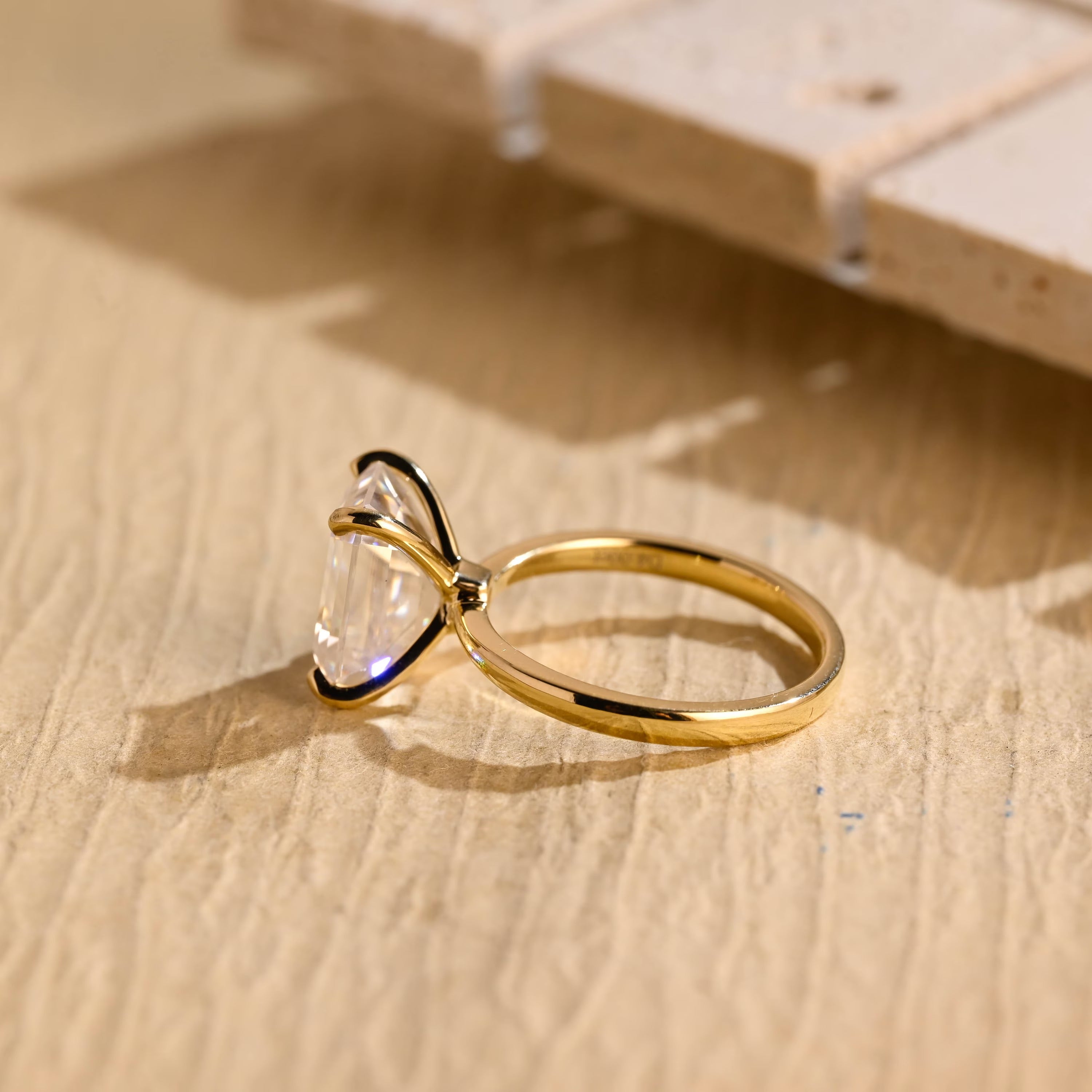 1 Carat Emerald Cut Moissanite Ring