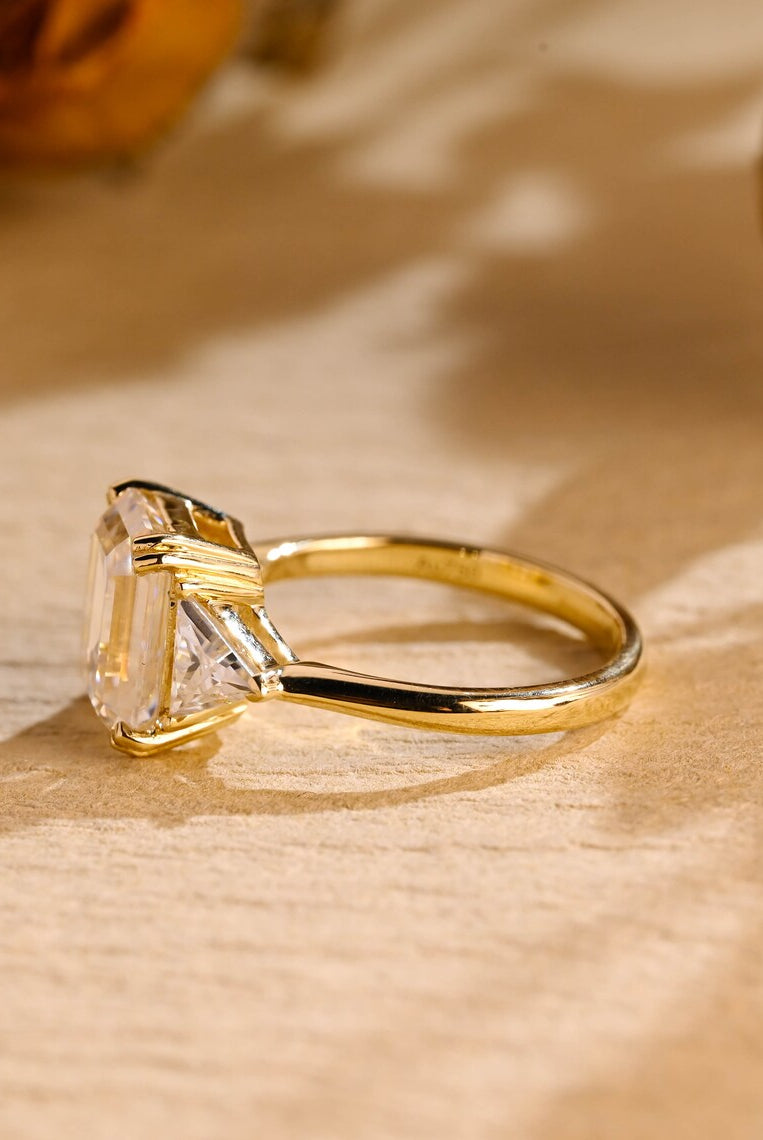1 Carat Emerald Cut Moissanite Ring