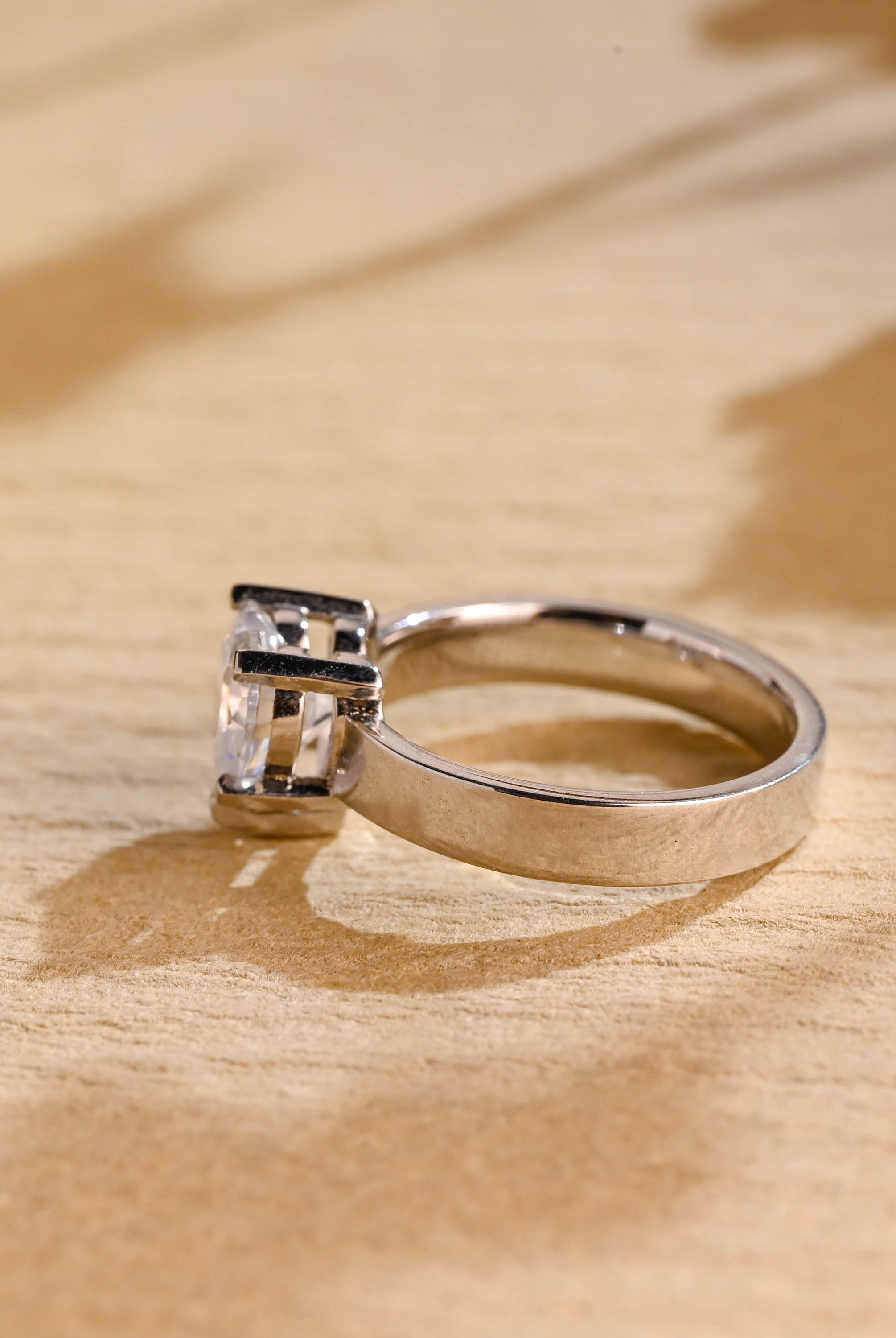 Wide Band Moissanite Engagement Ring