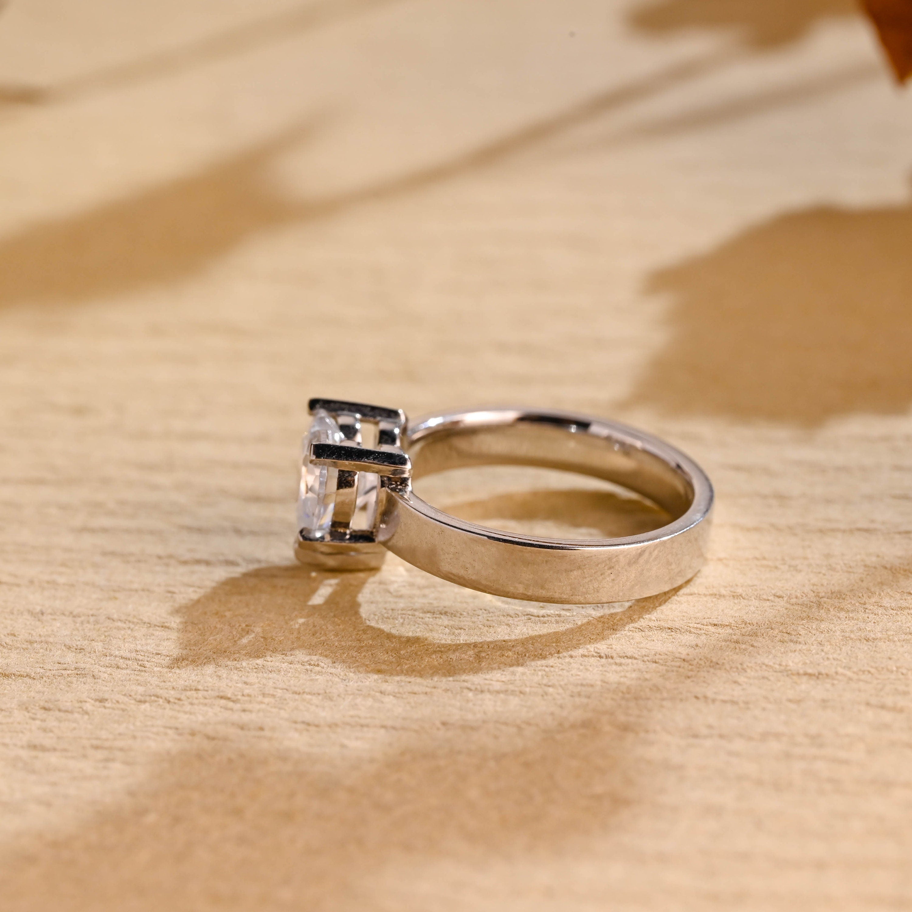 Wide Band Moissanite Engagement Ring
