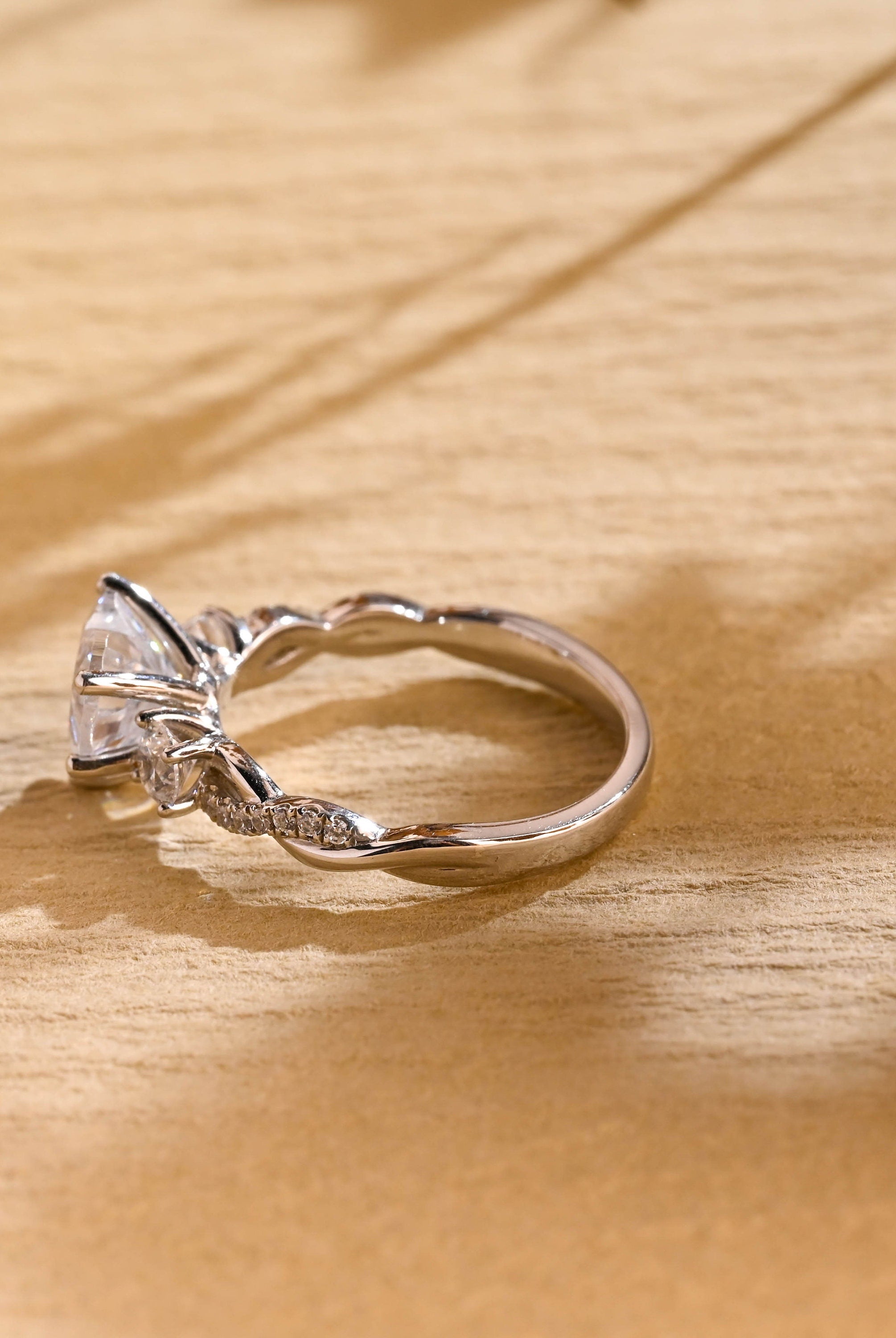 Heart Shaped Three Stone Ring