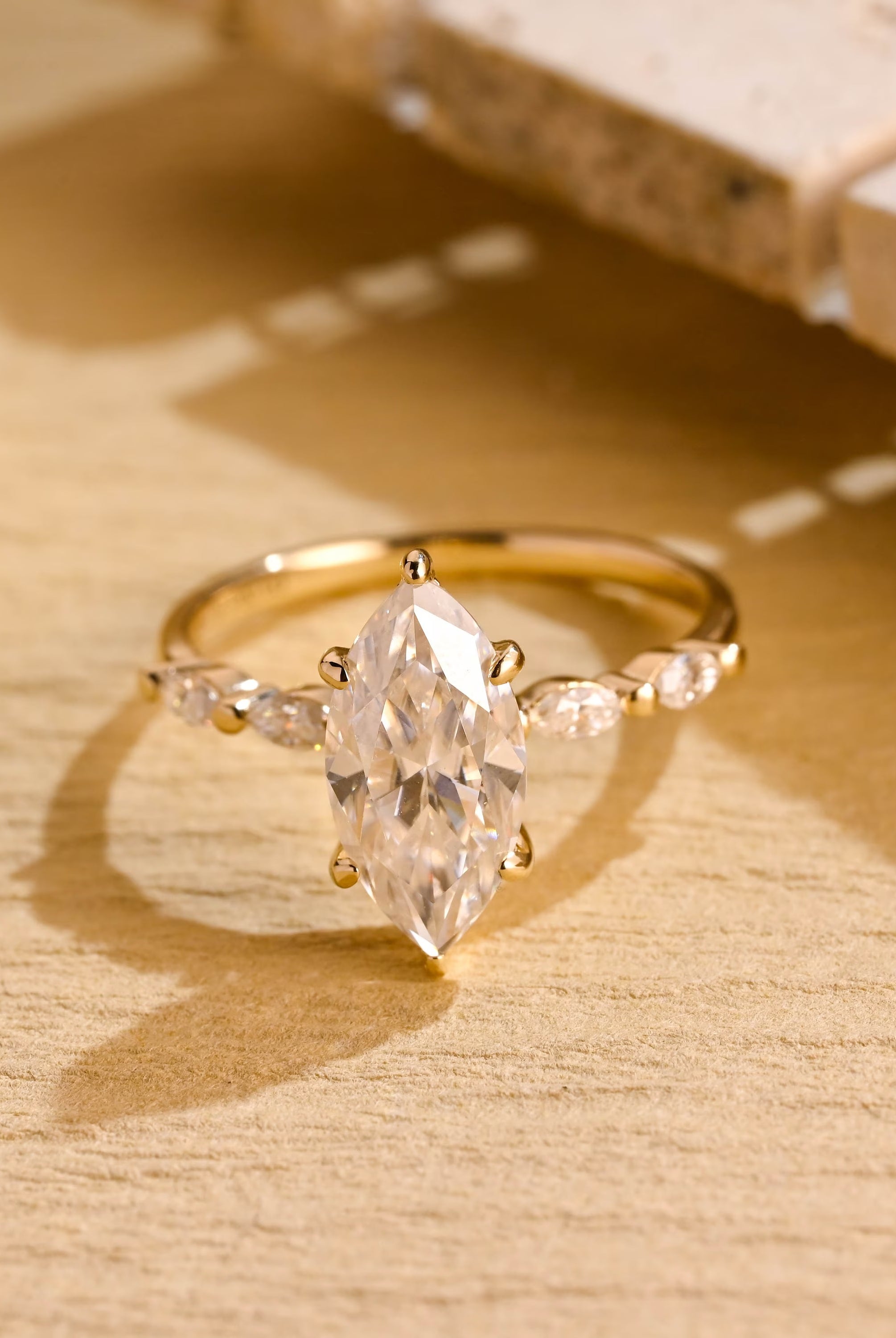 Marquise Cut Moissanite Engagement Ring