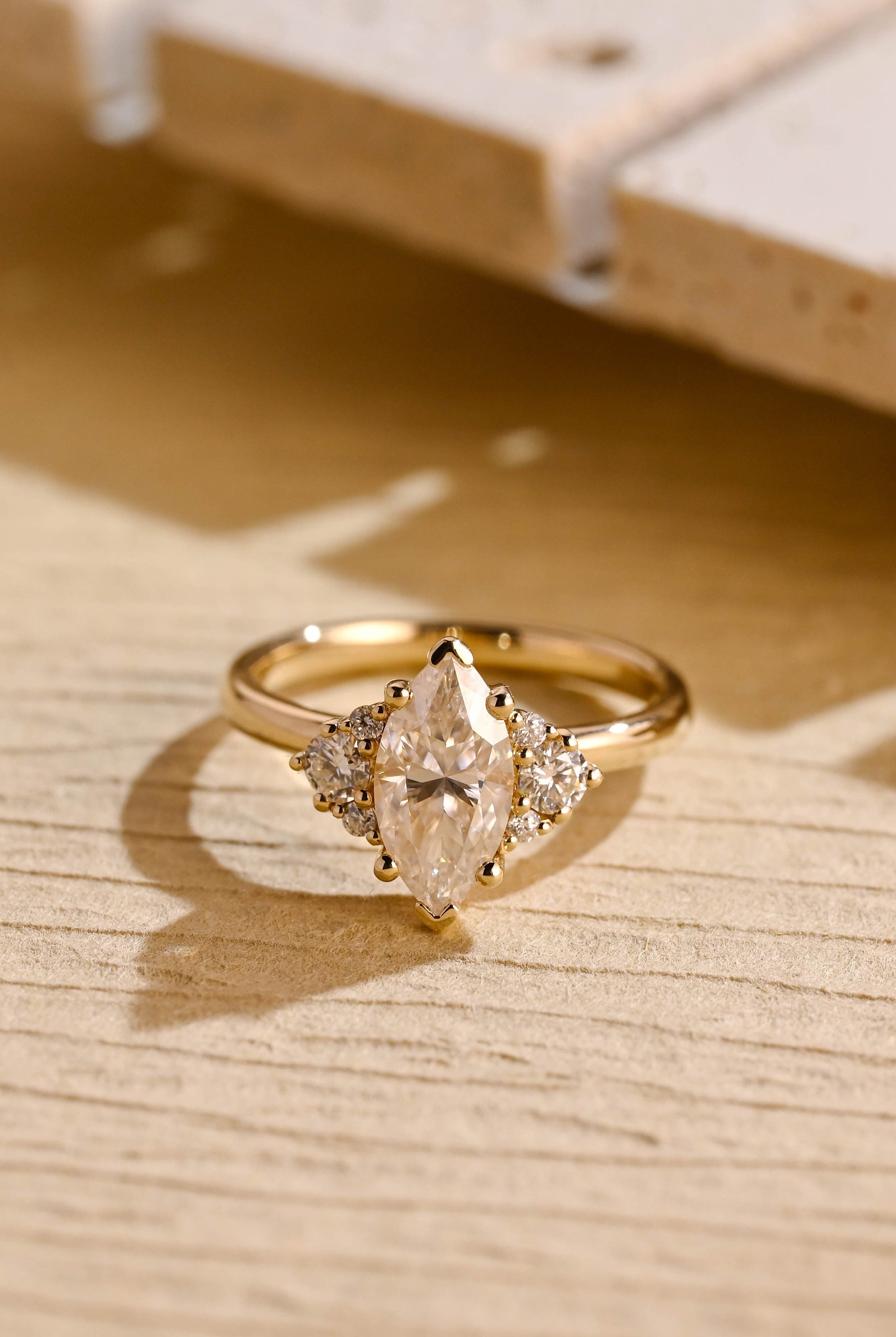 Marquise Cut Moissanite Engagement Ring
