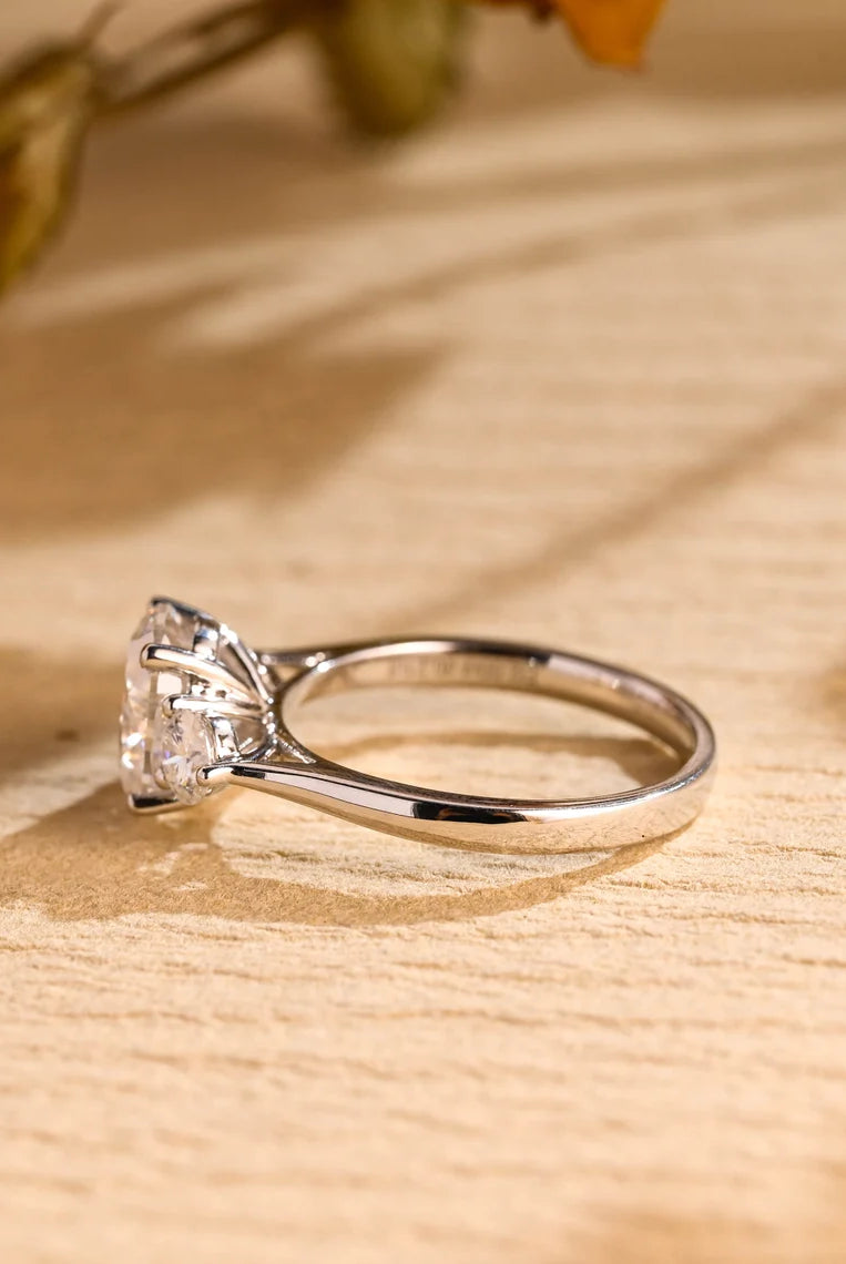 Oval Three Stone Moissanite Ring
