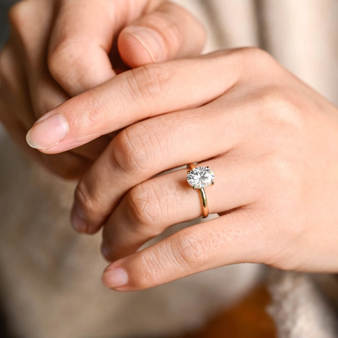 Oval Cut Moissanite Engagement Ring
