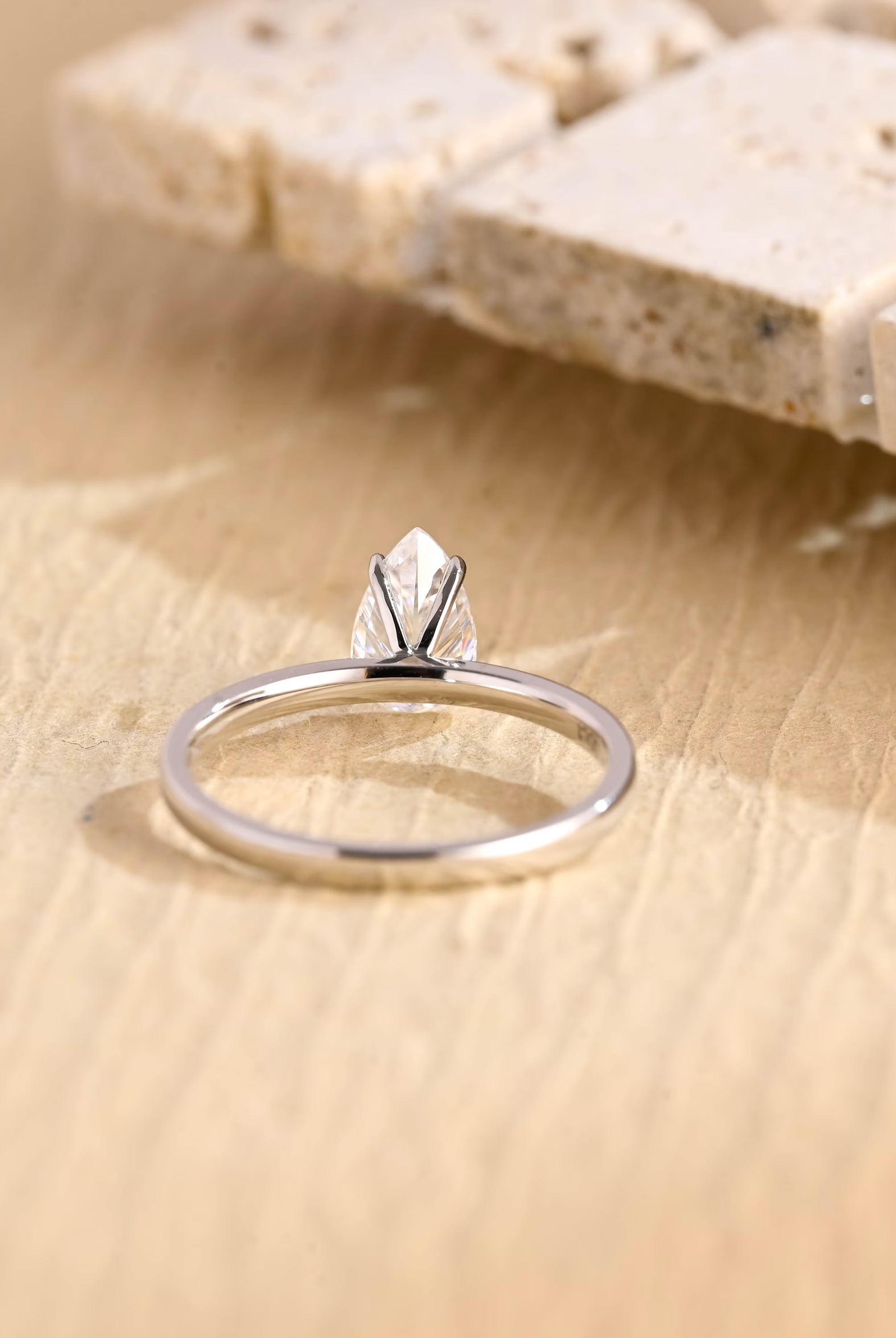 1 Carat Pear Moissanite Engagement Ring
