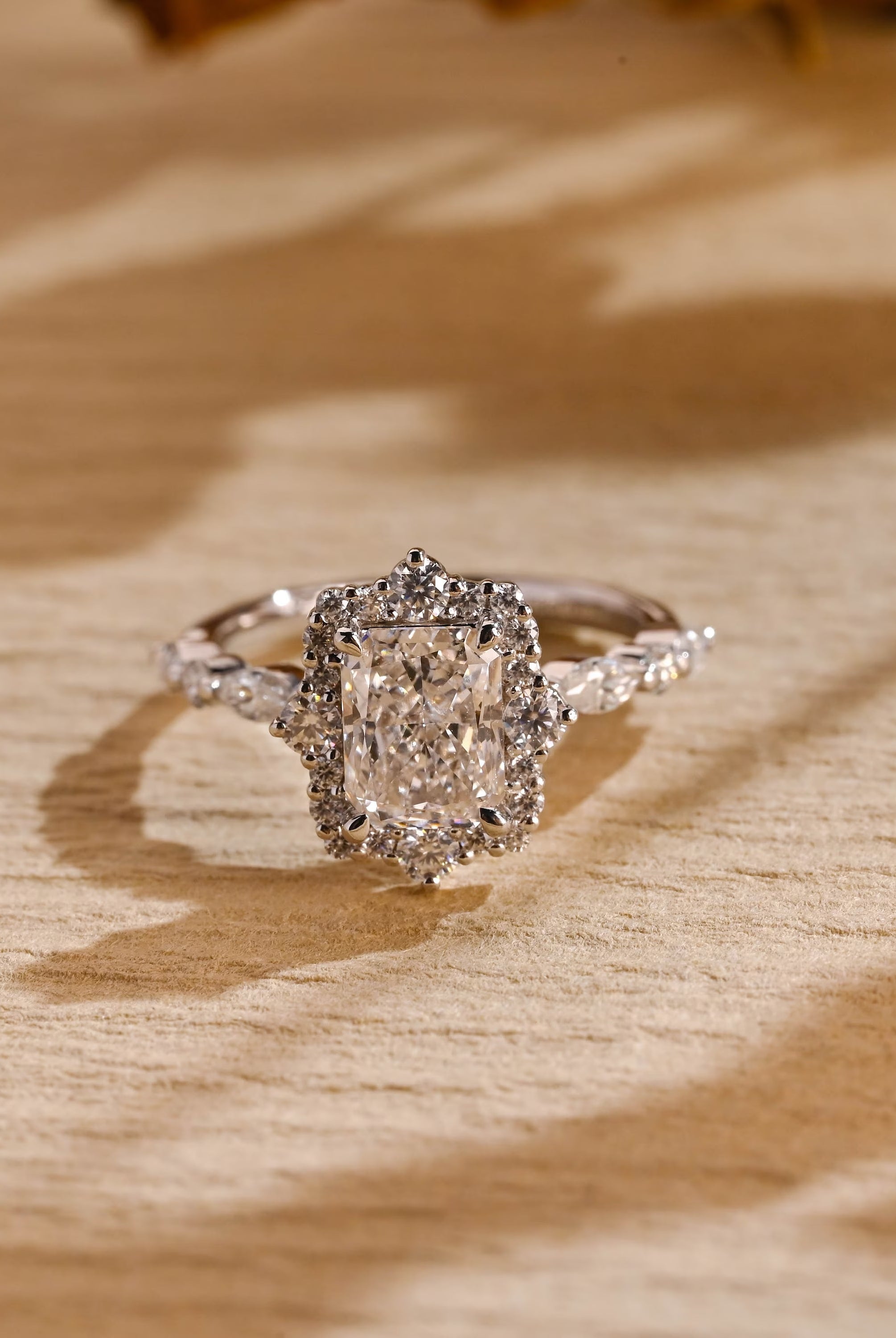 moissanite engagement ring radiant cut