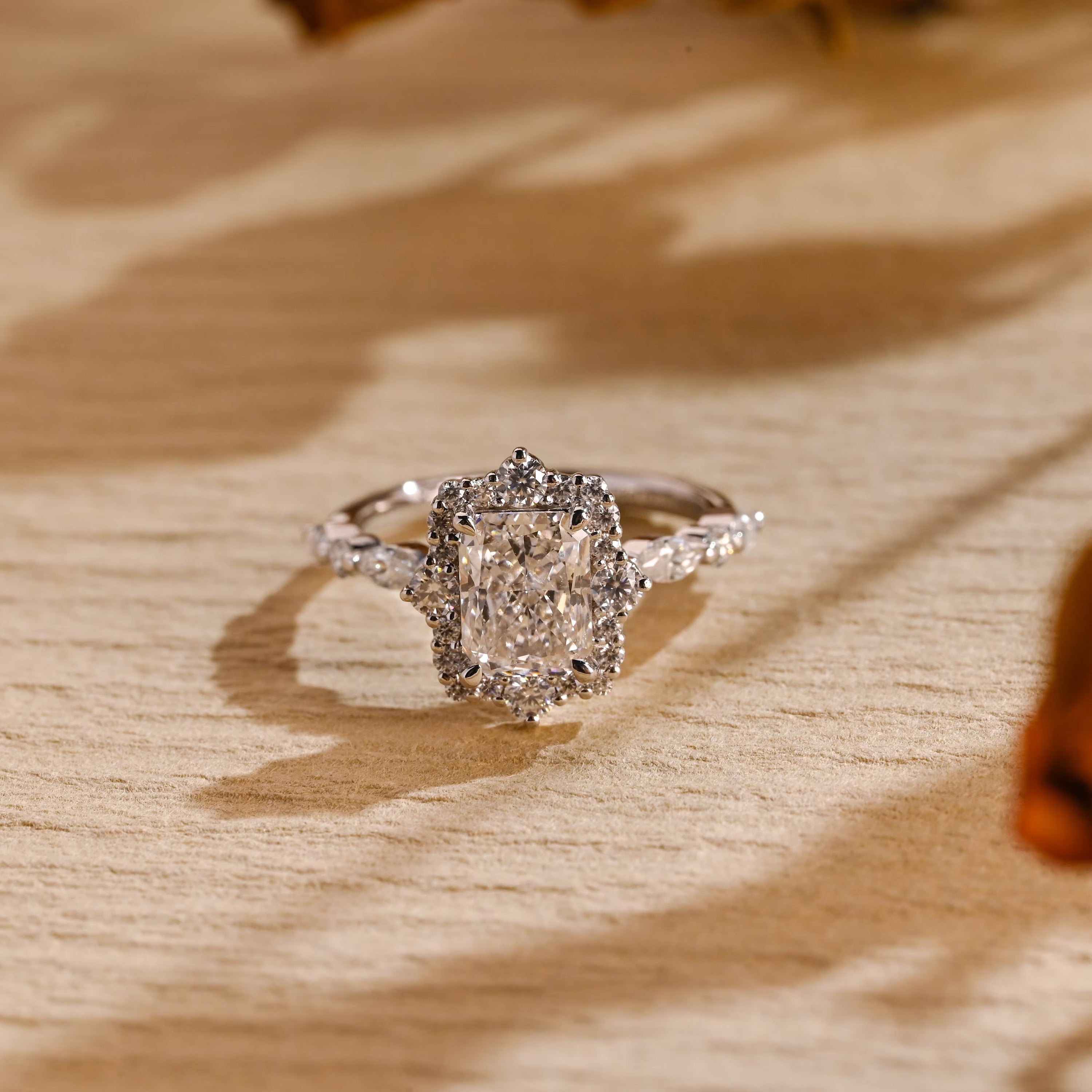 moissanite engagement ring radiant cut