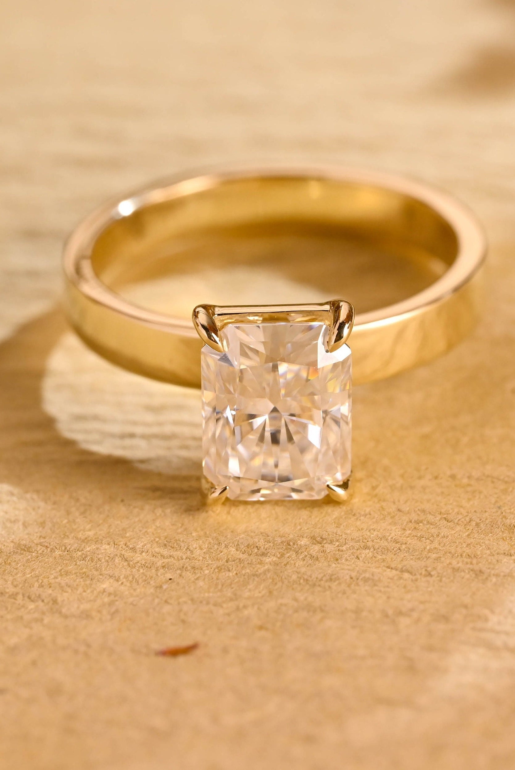 radiant cut moissanite solitaire ring