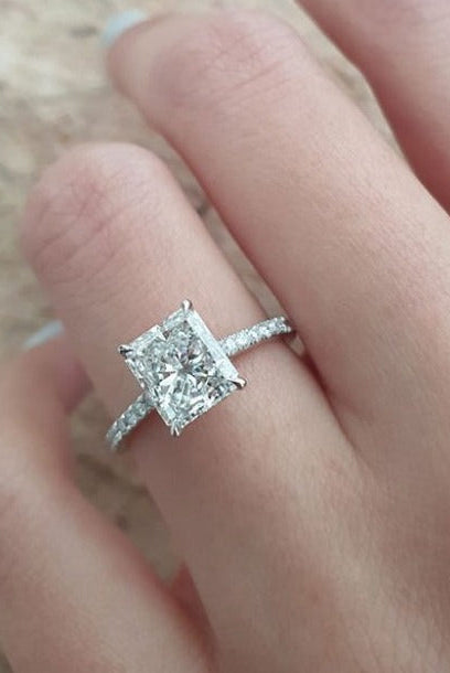 2 carat radiant cut moissanite ring