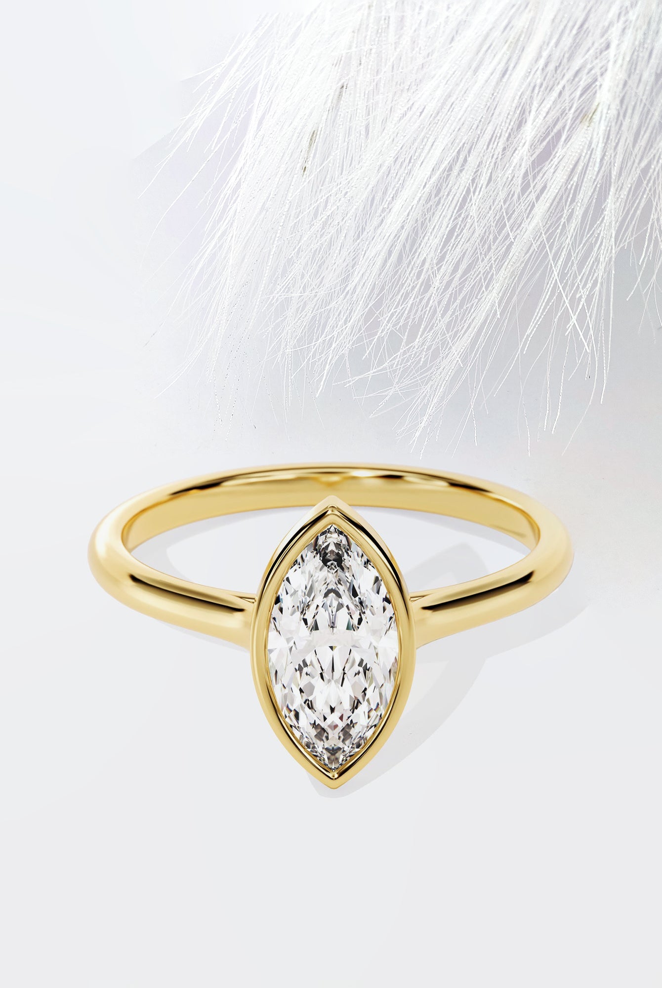 Marquise Cut Moissanite Bezel Set Diamond Engagement Ring For Women