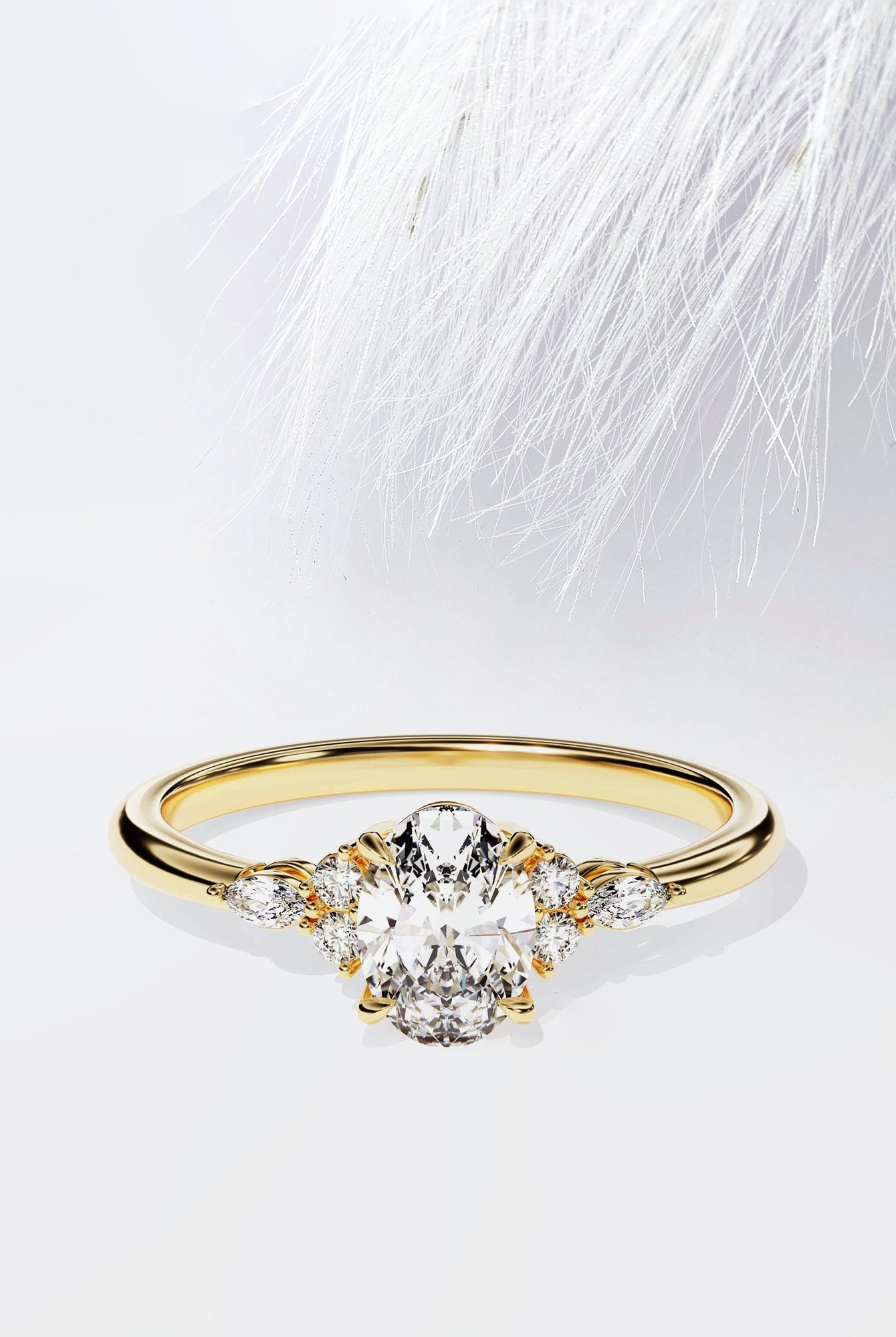 Oval Cut Moissanite Diamond Cluster engagement Ring For Women