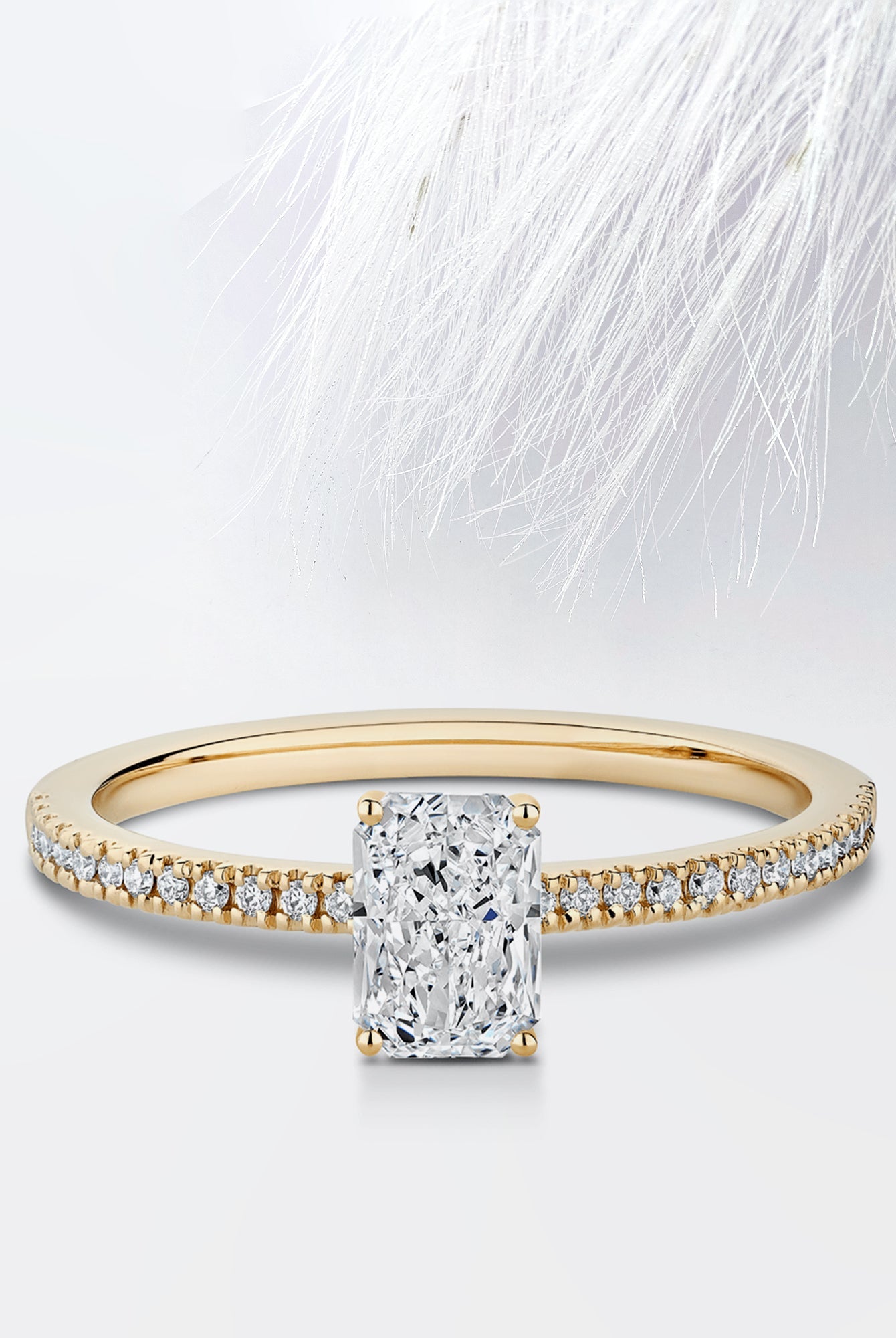 Radiant Diamond Cathedral Set Moissanite Engagement Ring For Women