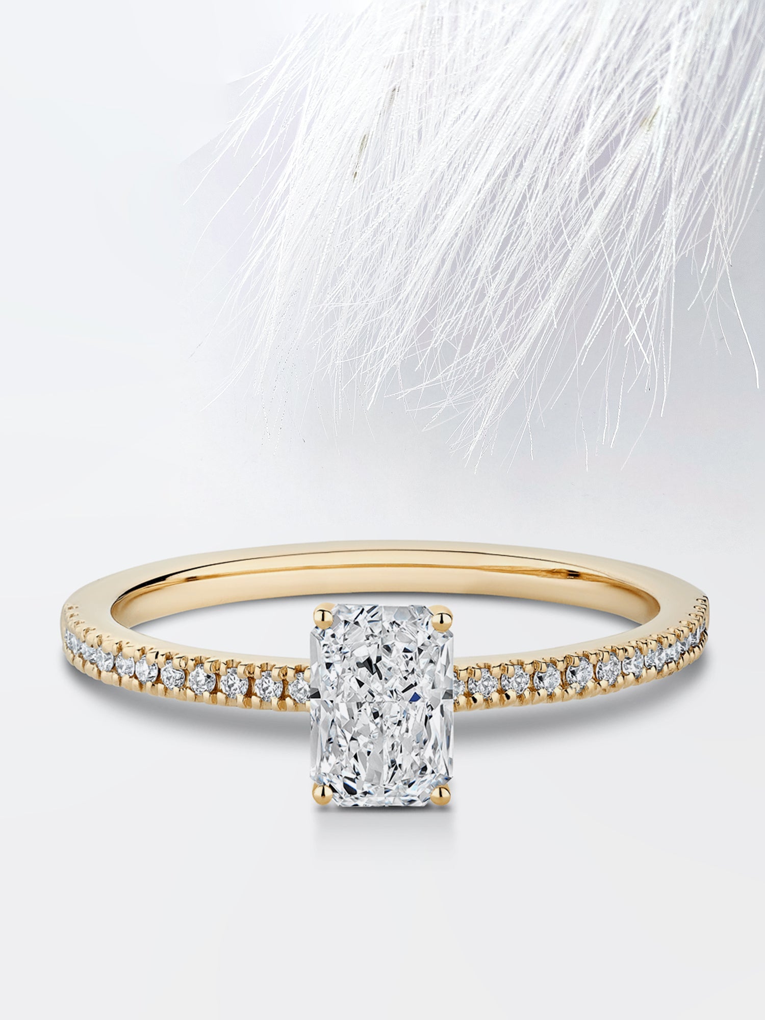 Radiant Diamond Cathedral Set Moissanite Engagement Ring For Women