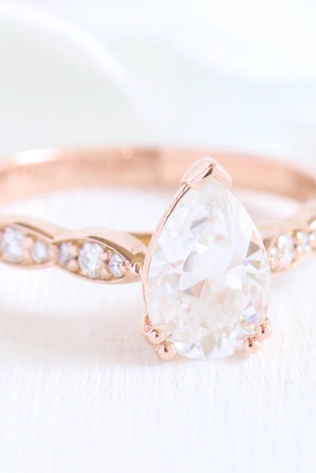 Moissanite wedding jewelry for bohemian wedding
