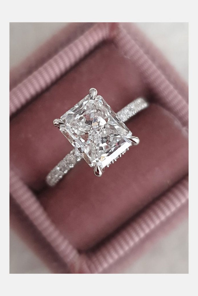two st2.0ct Radiant Pave Moissanite Diamond Hidden Halo Engagement Ringone moissanite ring