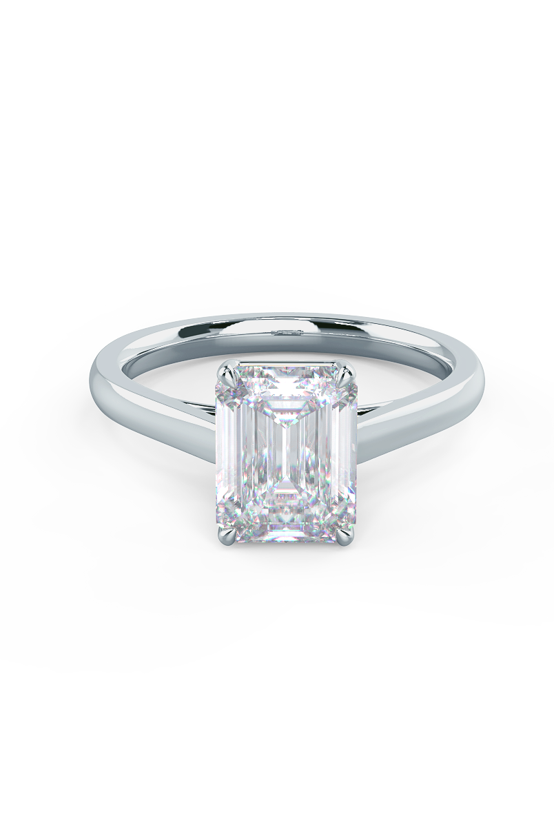 1.75ct Cathedral Set Emerald Cut Moissanite Diamond Solitaire Engagement Ring