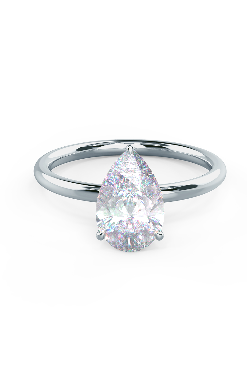2.0ct Three Prong Pear Moissanite Diamond Solitare Engagement Ring For Her
