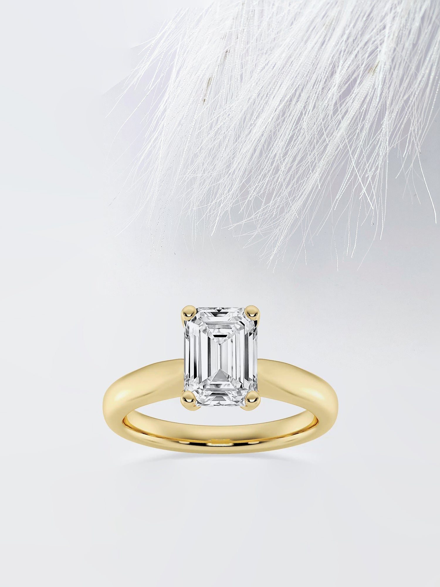 Emerald Cut Diamond Cathedral Moissanite Engagement Ring For Her