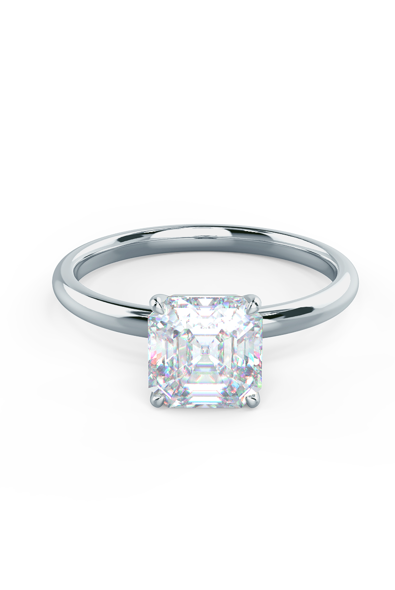 2.0ct Asscher Moissanite Diamond Solitaire Engagement Ring For Women In 14K Solid Gold