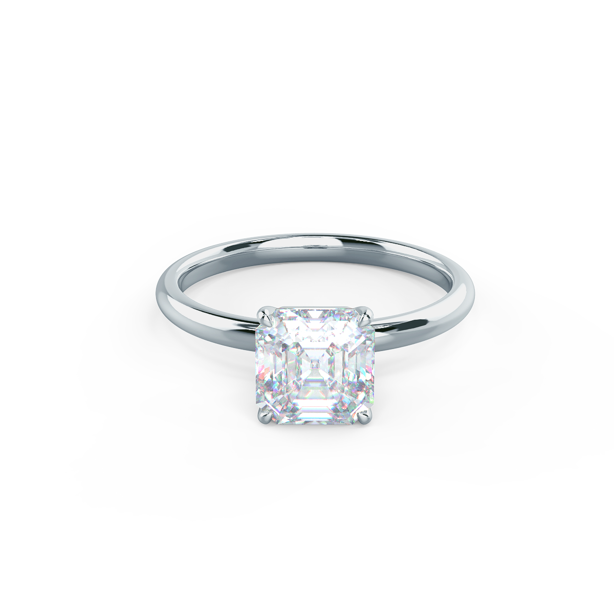 2.0ct Asscher Moissanite Diamond Solitaire Engagement Ring For Women In 14K Solid Gold