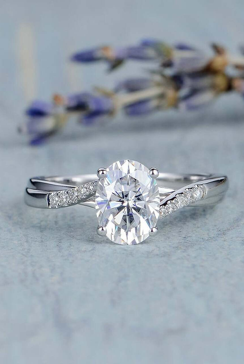1.50CT Oval Four Prong Moissanite Diamond Infinity Engagement Ring