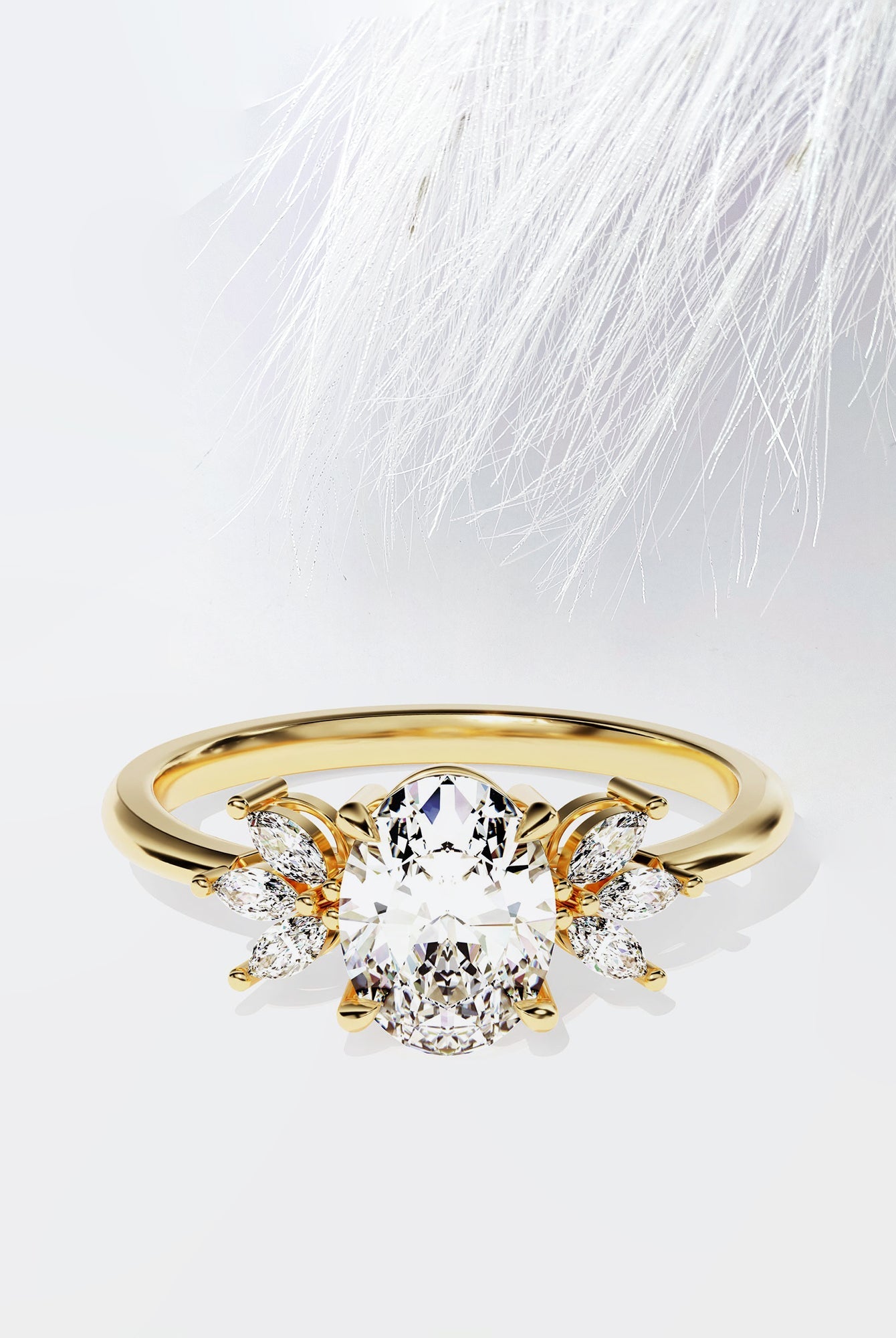 Oval Cut Diamond Cluster Moissanite Engagement Ring For Her