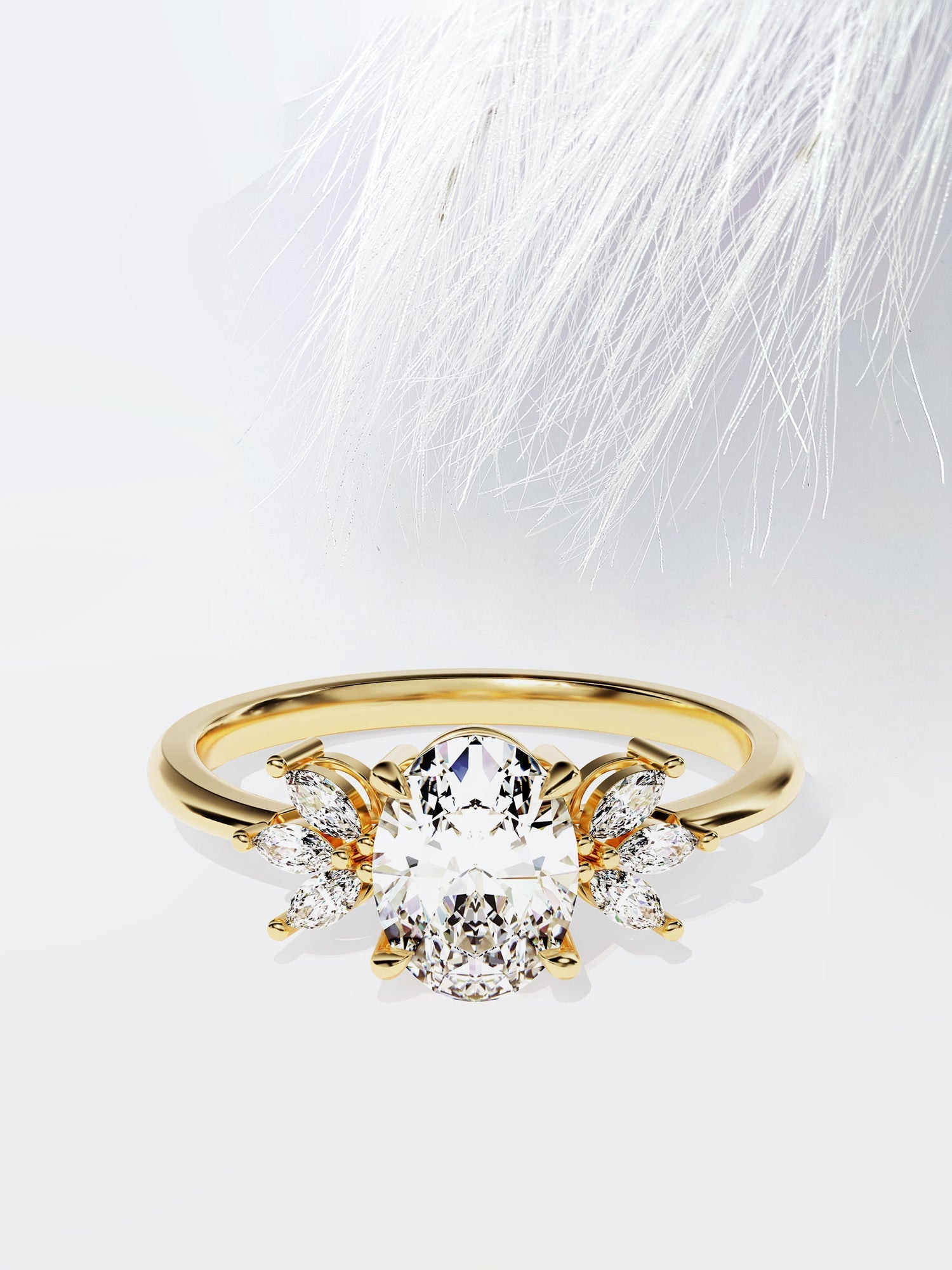 Oval Cut Diamond Cluster Moissanite Engagement Ring For Her