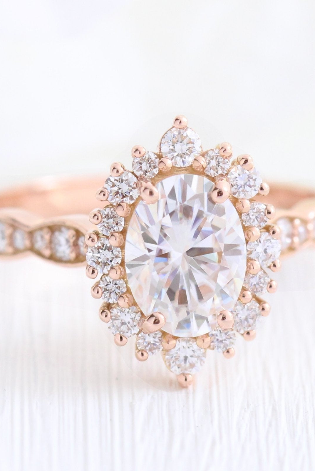 Moissanite wedding jewelry for garden wedding