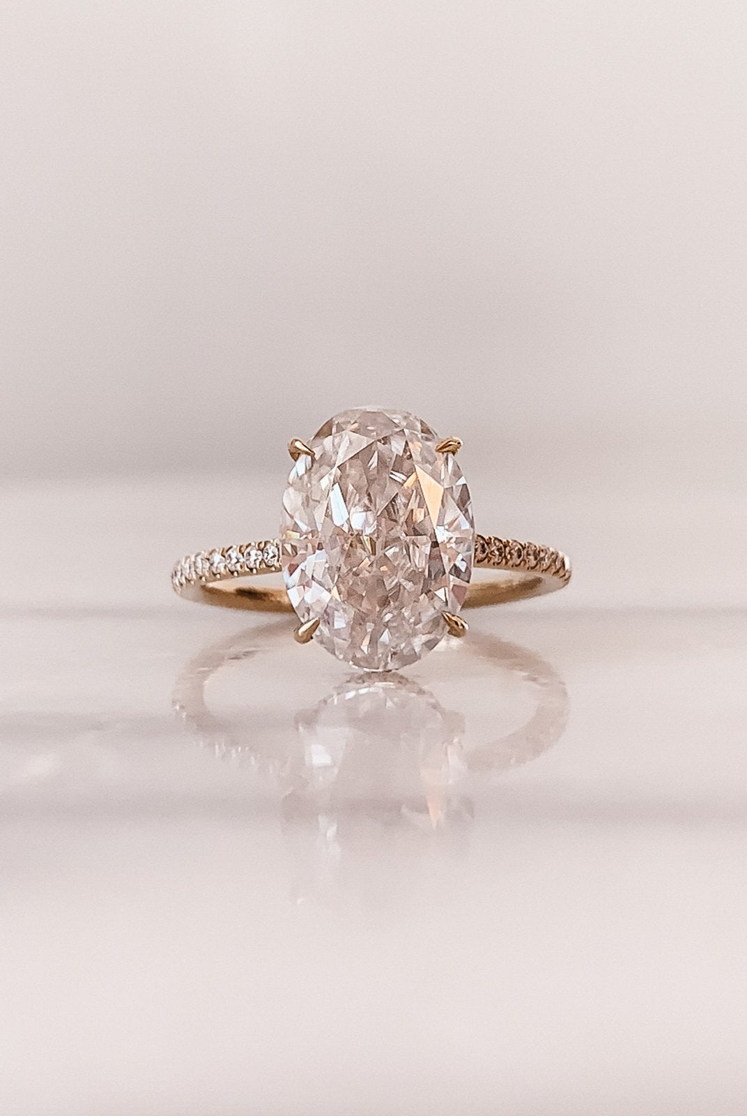 2.80CT Oval Pave Moissanite Diamond Hidden Halo Open Engagement Ring