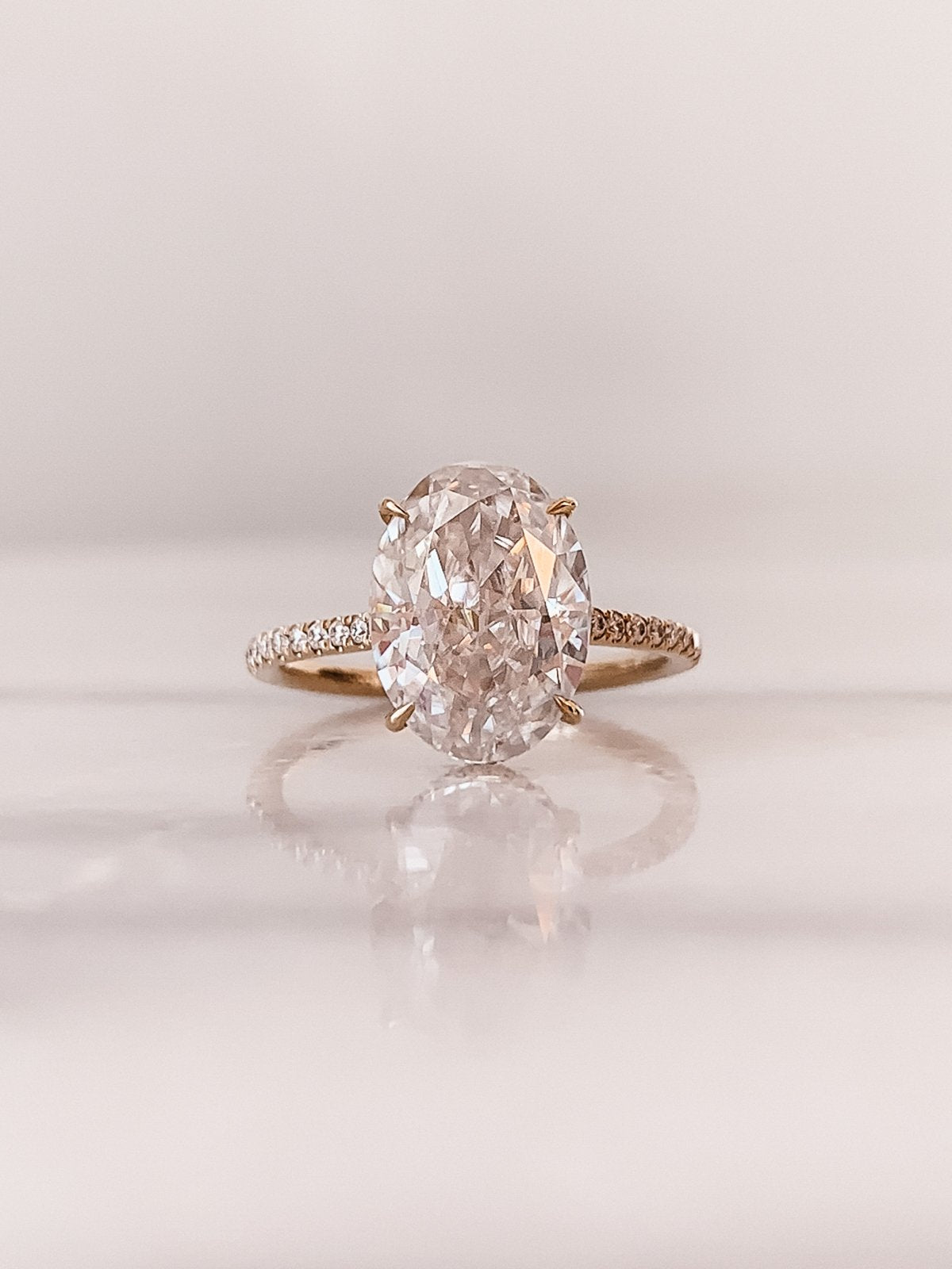 2.80CT Oval Pave Moissanite Diamond Hidden Halo Open Engagement Ring