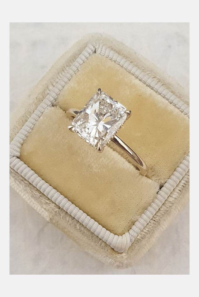 2.0CT Radiant Hidden Halo Moissanite Diamond Engagement Ring For Women